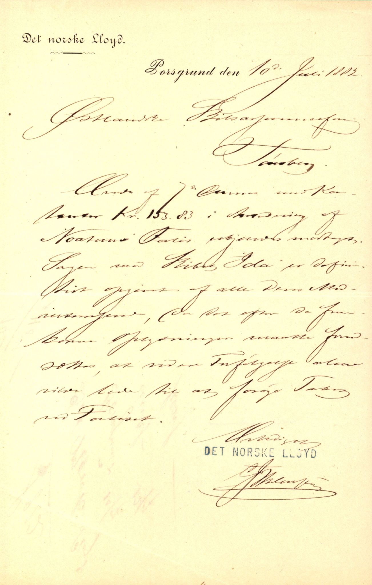 Pa 63 - Østlandske skibsassuranceforening, VEMU/A-1079/G/Ga/L0015/0010: Havaridokumenter / Cuba, Sirius, Freyr, Noatun, Frey, 1882, s. 72