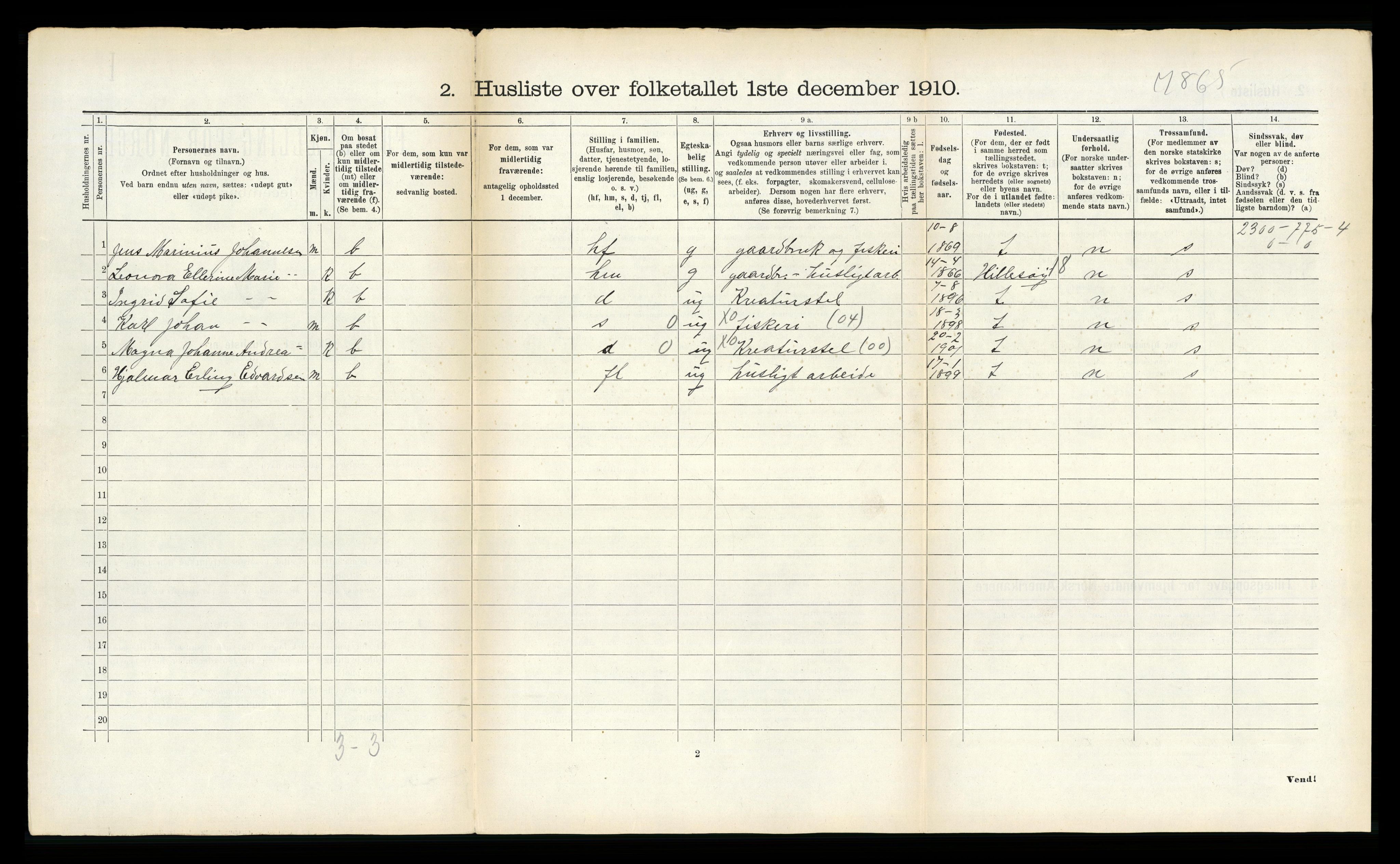 RA, Folketelling 1910 for 1934 Tromsøysund herred, 1910, s. 1190