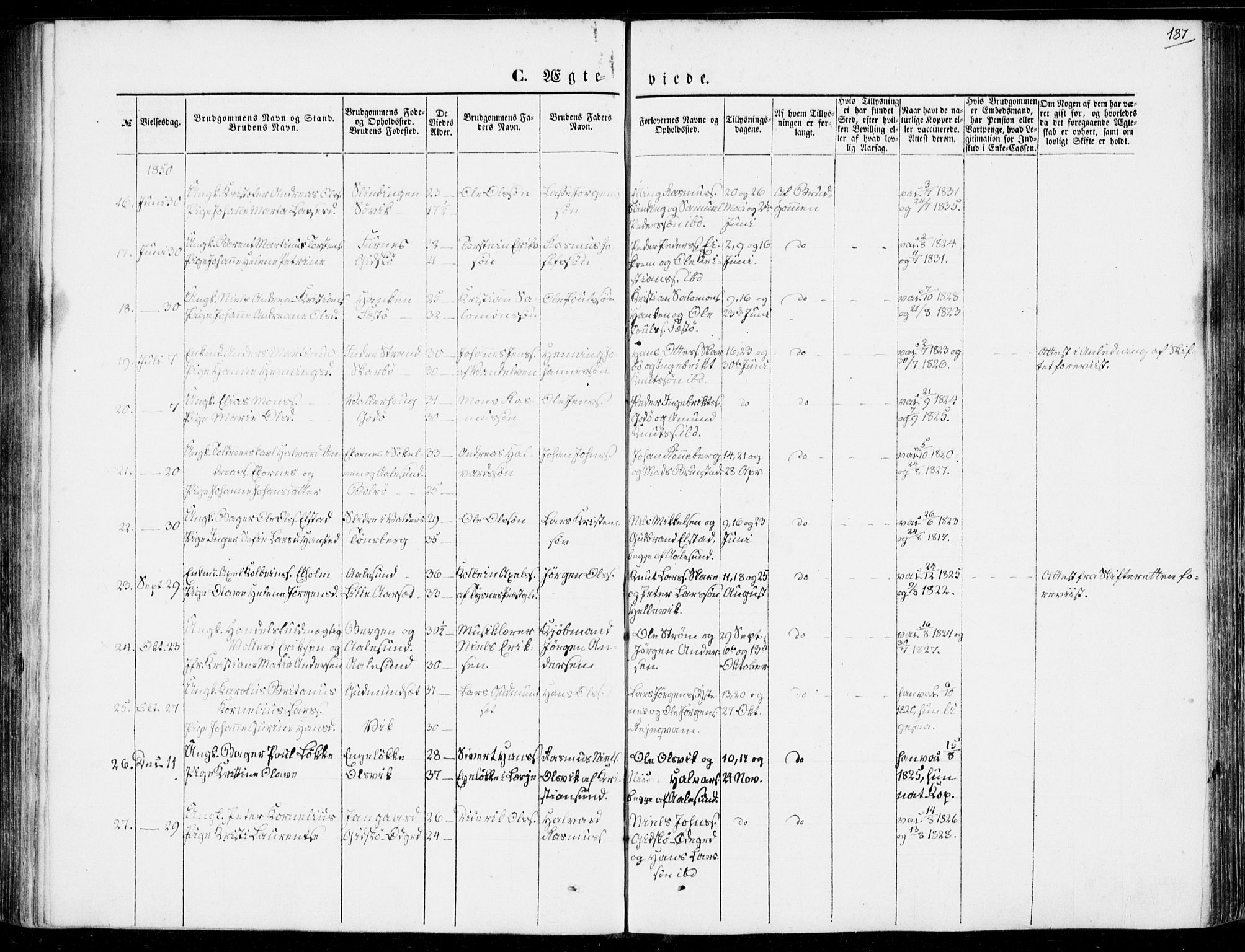 Ministerialprotokoller, klokkerbøker og fødselsregistre - Møre og Romsdal, AV/SAT-A-1454/528/L0397: Ministerialbok nr. 528A08, 1848-1858, s. 187