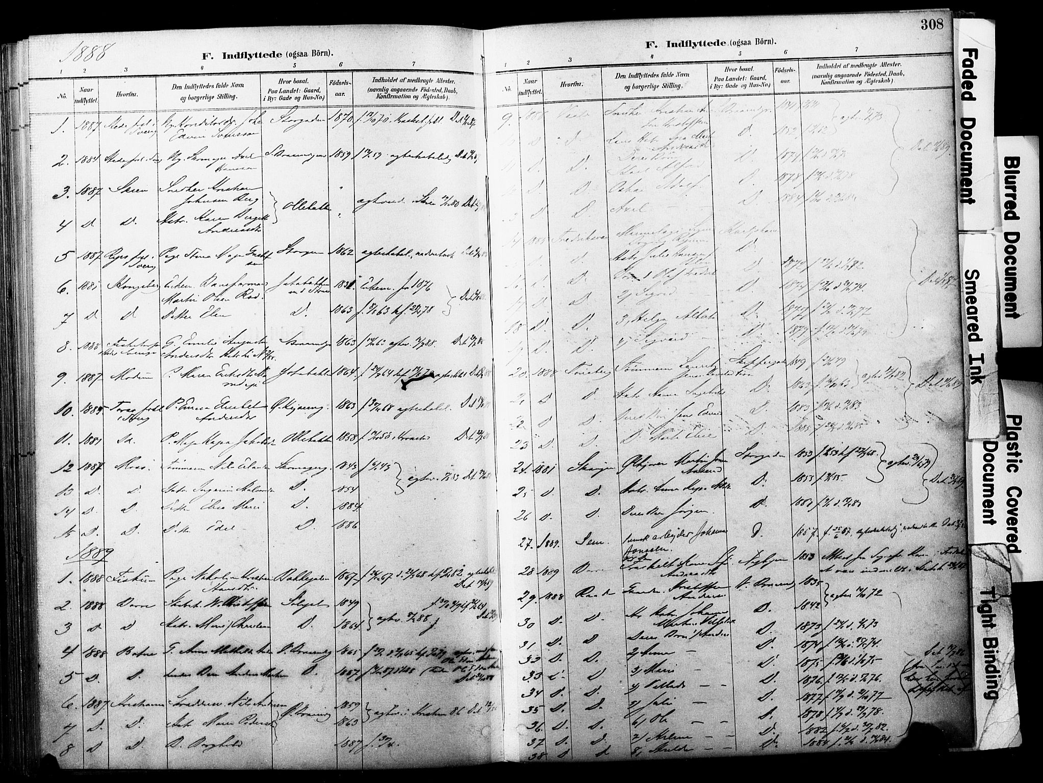 Horten kirkebøker, AV/SAKO-A-348/F/Fa/L0004: Ministerialbok nr. 4, 1888-1895, s. 308
