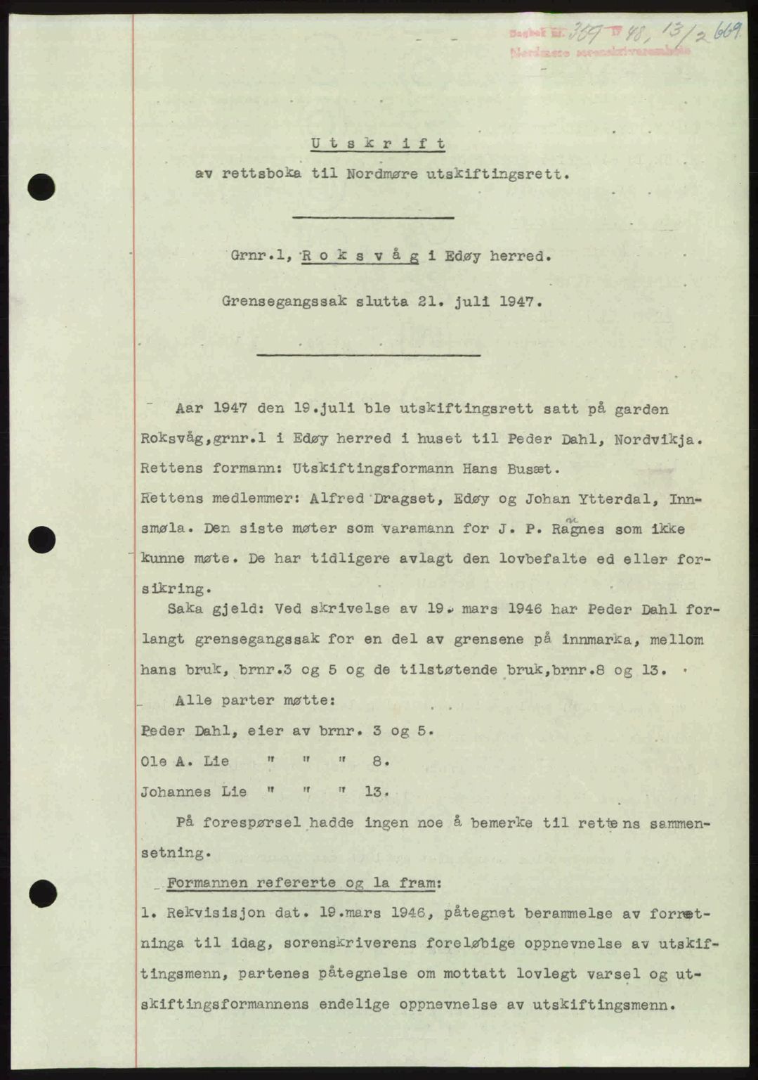 Nordmøre sorenskriveri, SAT/A-4132/1/2/2Ca: Pantebok nr. A107, 1947-1948, Dagboknr: 359/1948
