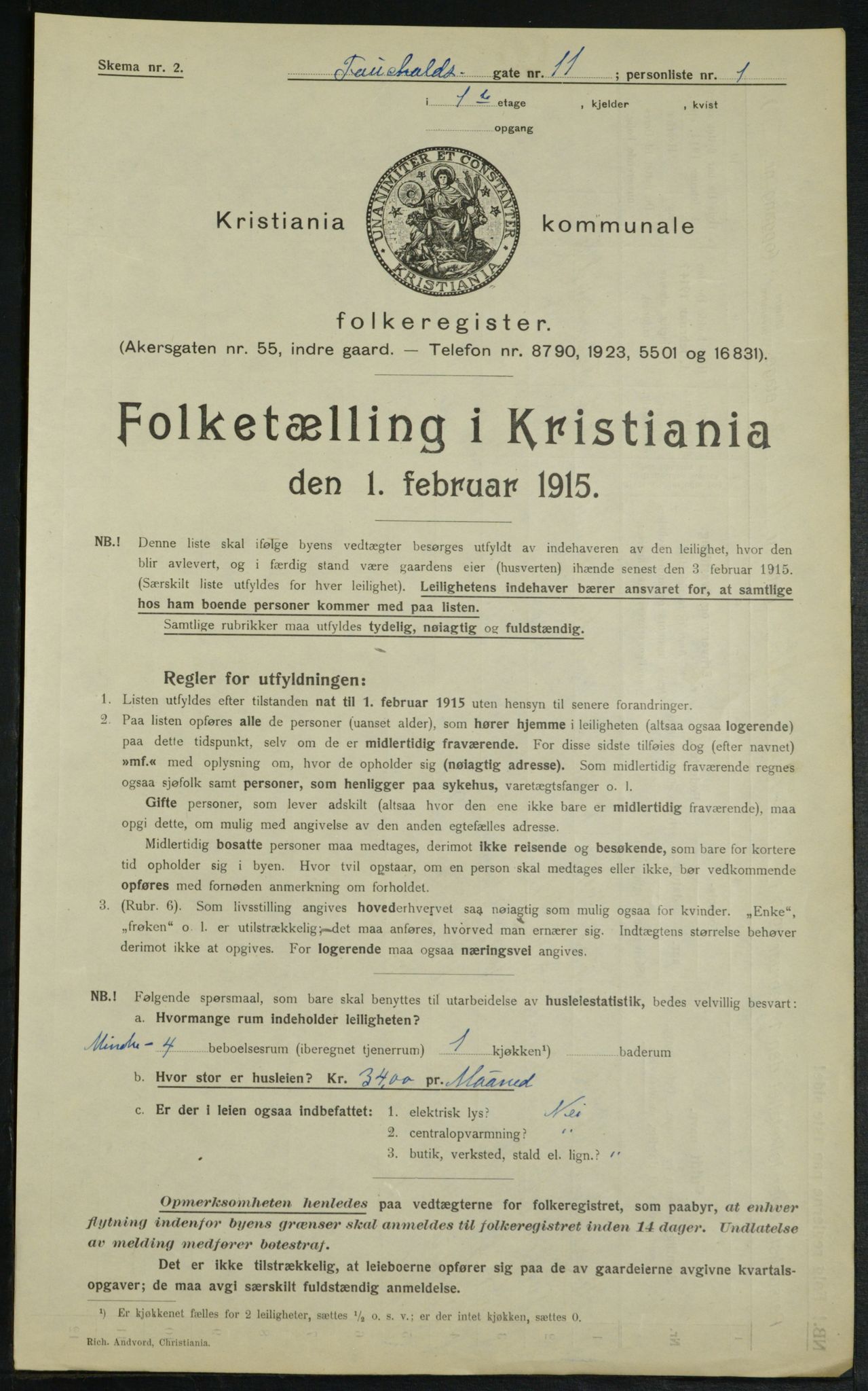 OBA, Kommunal folketelling 1.2.1915 for Kristiania, 1915, s. 23515