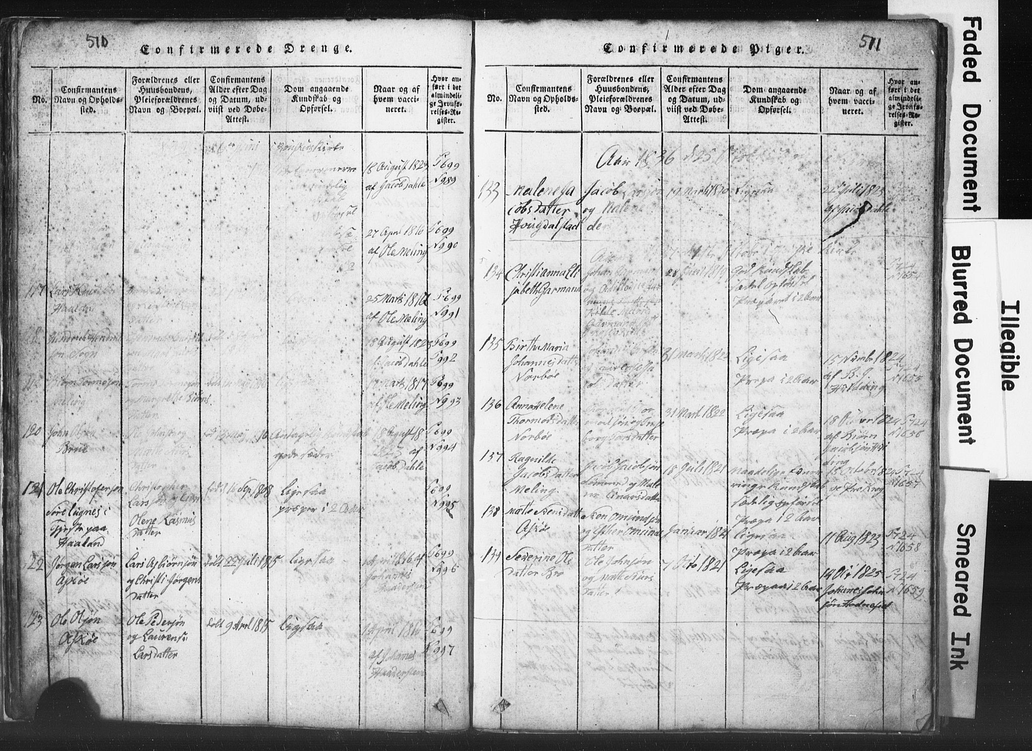 Rennesøy sokneprestkontor, AV/SAST-A -101827/H/Ha/Hab/L0001: Klokkerbok nr. B 1, 1816-1841, s. 510-511