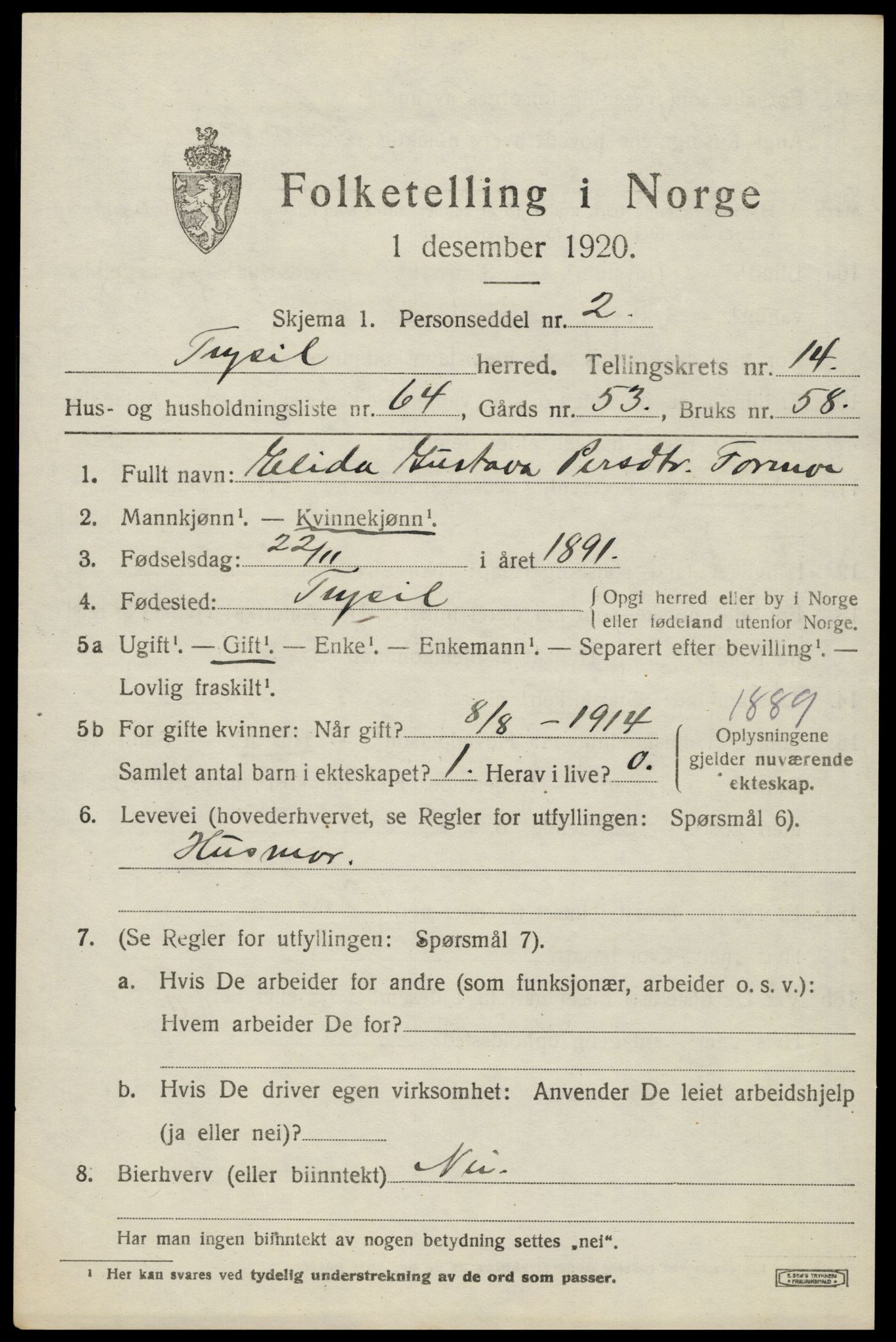 SAH, Folketelling 1920 for 0428 Trysil herred, 1920, s. 8701