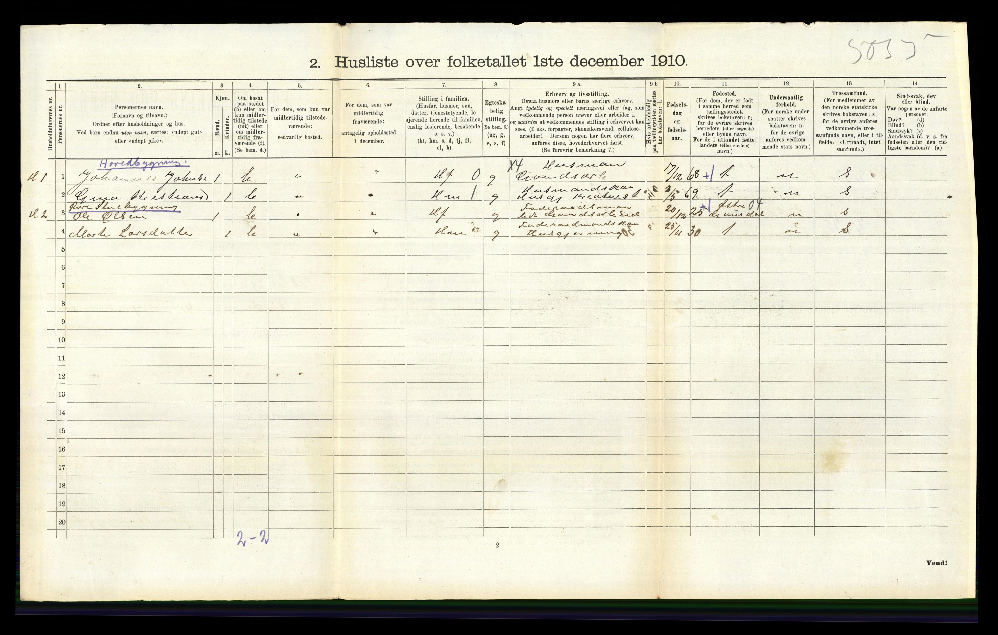 RA, Folketelling 1910 for 0523 Vestre Gausdal herred, 1910, s. 408