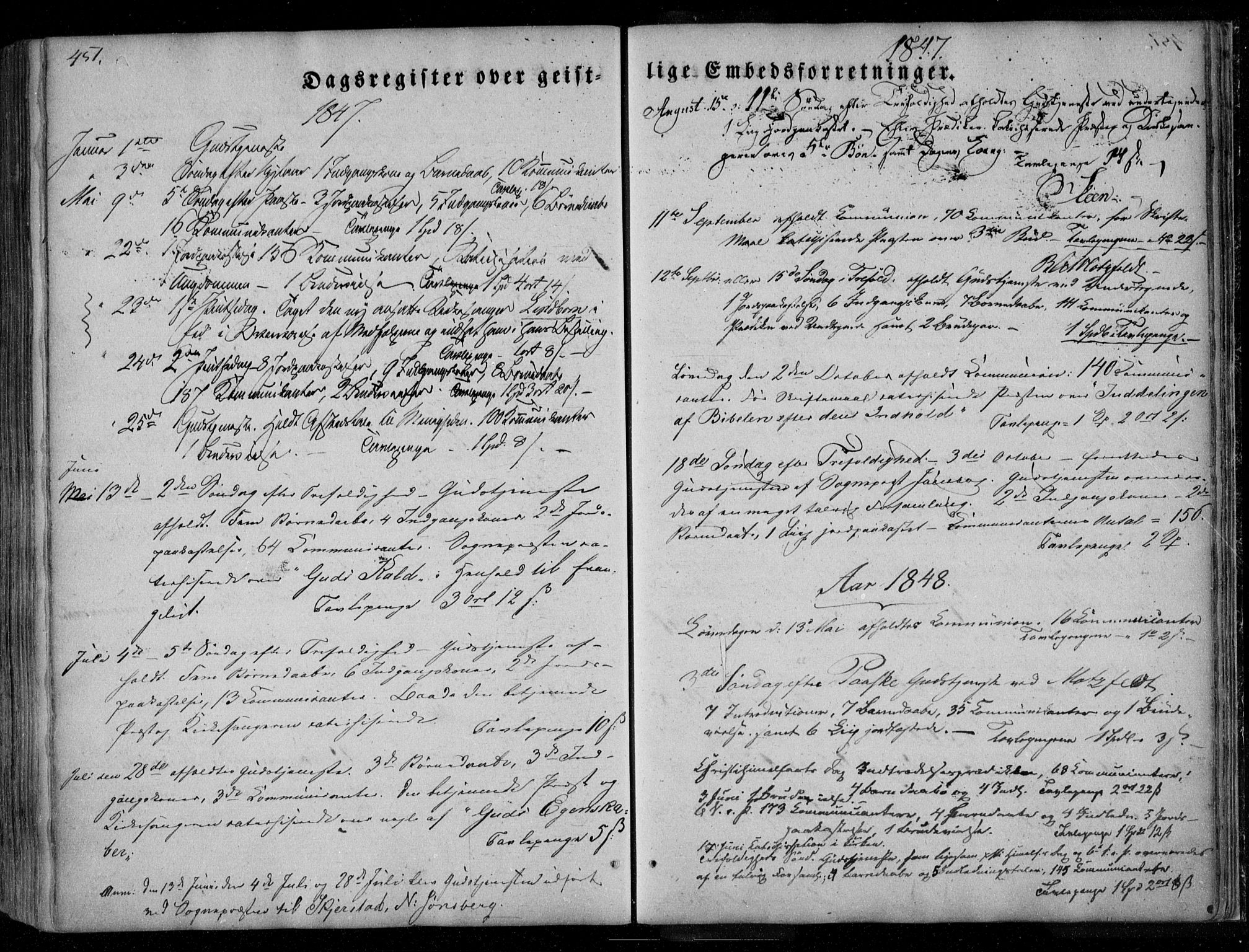 Ministerialprotokoller, klokkerbøker og fødselsregistre - Nordland, SAT/A-1459/846/L0644: Ministerialbok nr. 846A02, 1837-1872, s. 451
