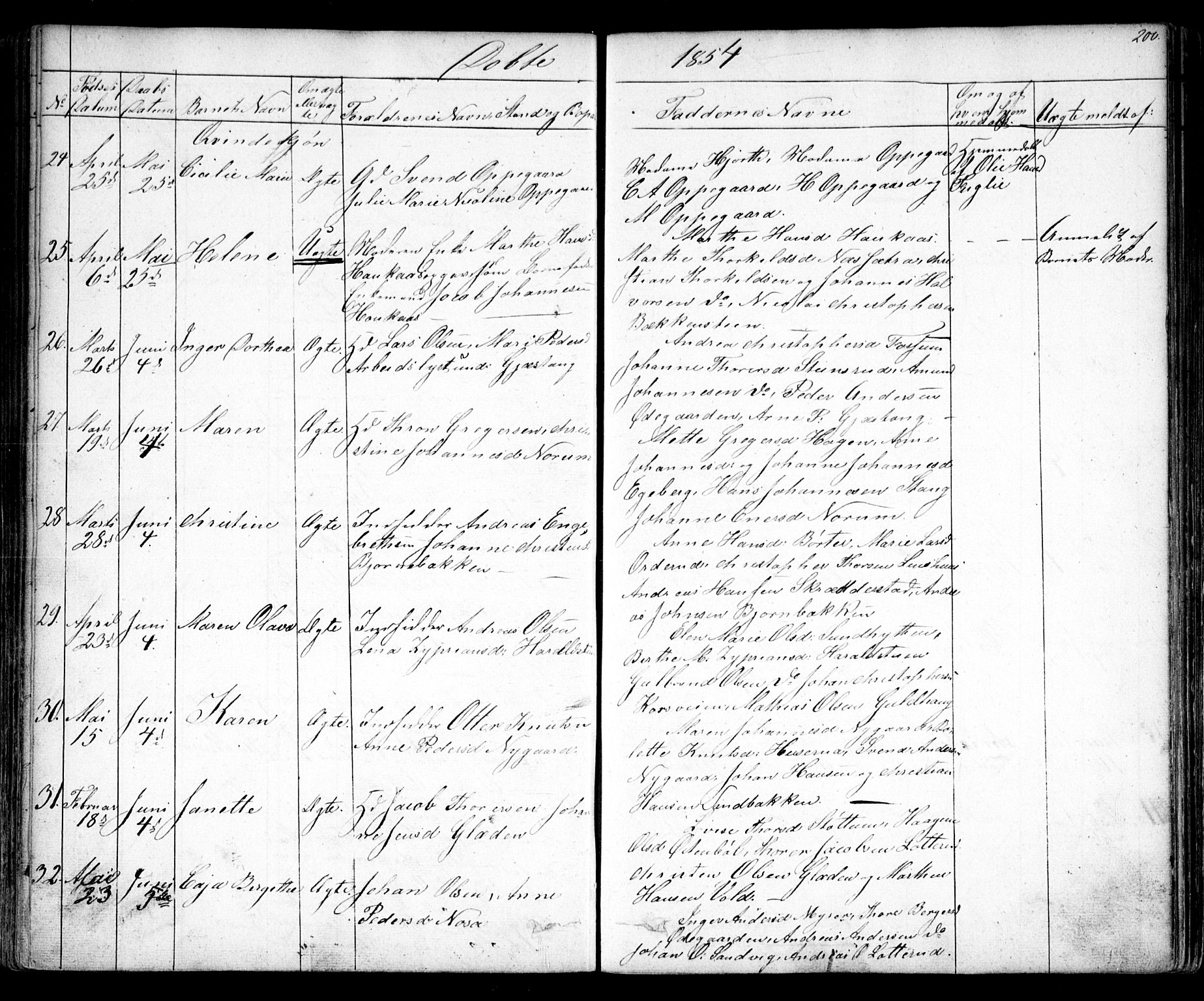 Enebakk prestekontor Kirkebøker, AV/SAO-A-10171c/F/Fa/L0009: Ministerialbok nr. I 9, 1832-1861, s. 200