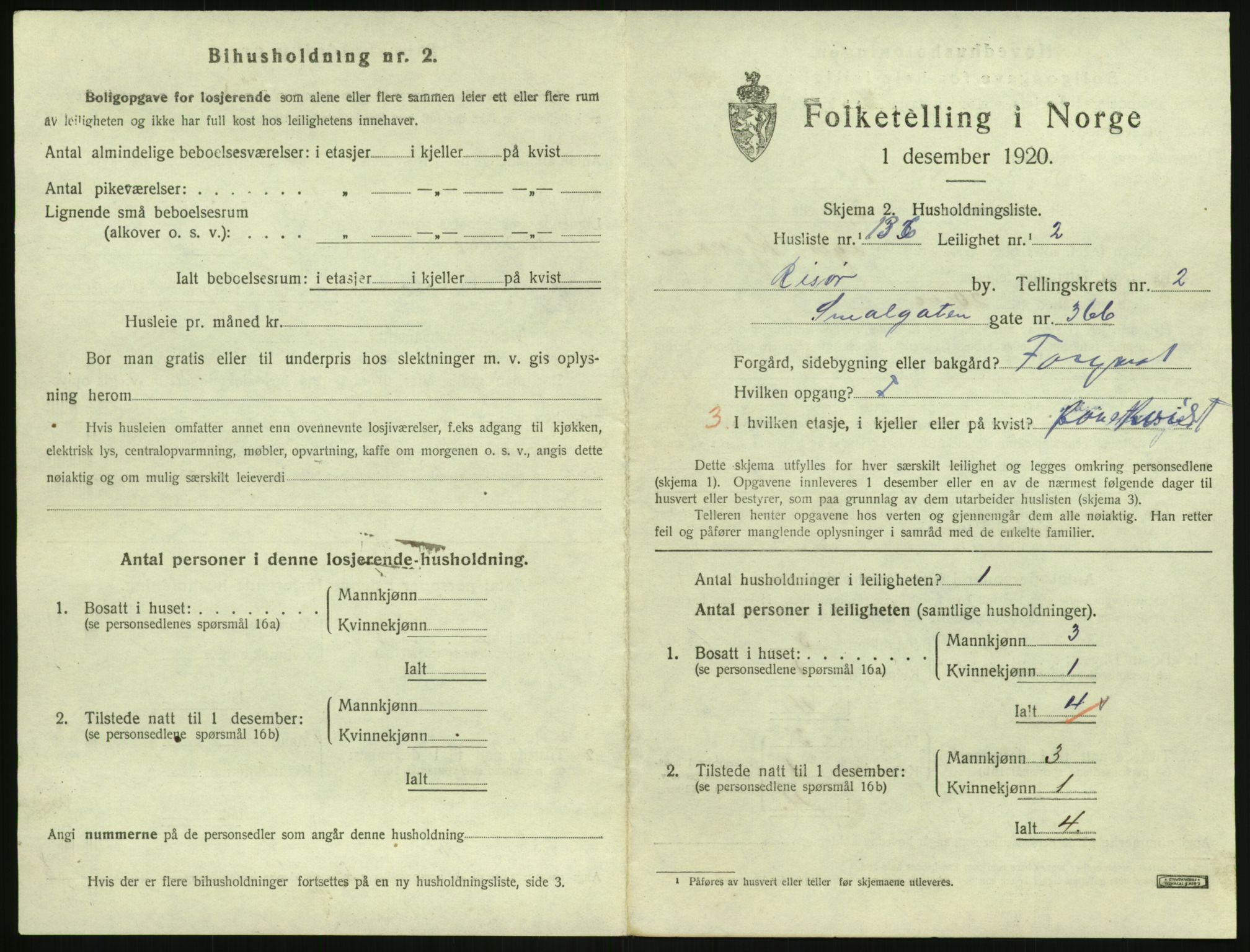 SAK, Folketelling 1920 for 0901 Risør kjøpstad, 1920, s. 2335
