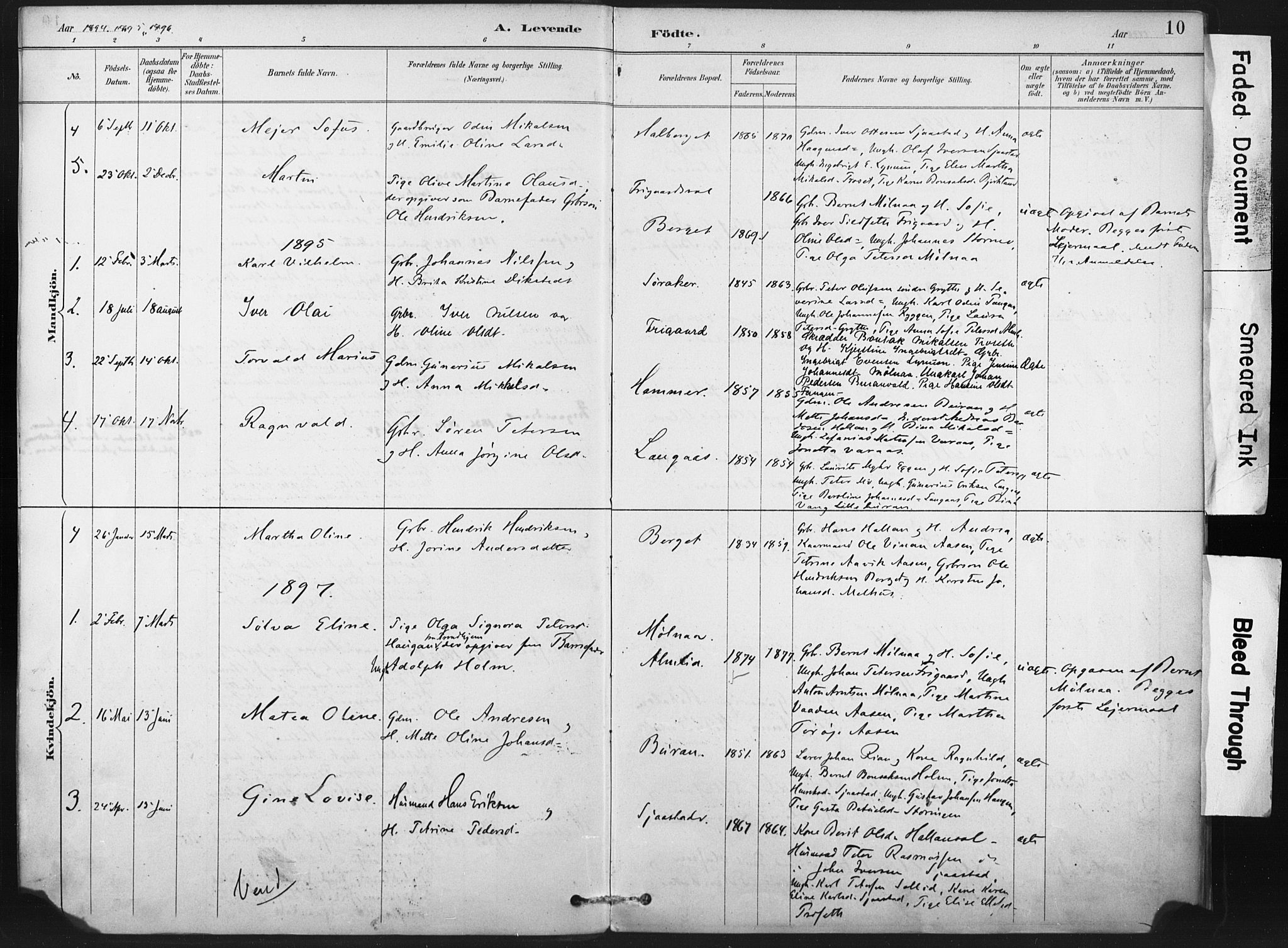 Ministerialprotokoller, klokkerbøker og fødselsregistre - Nord-Trøndelag, AV/SAT-A-1458/718/L0175: Ministerialbok nr. 718A01, 1890-1923, s. 10