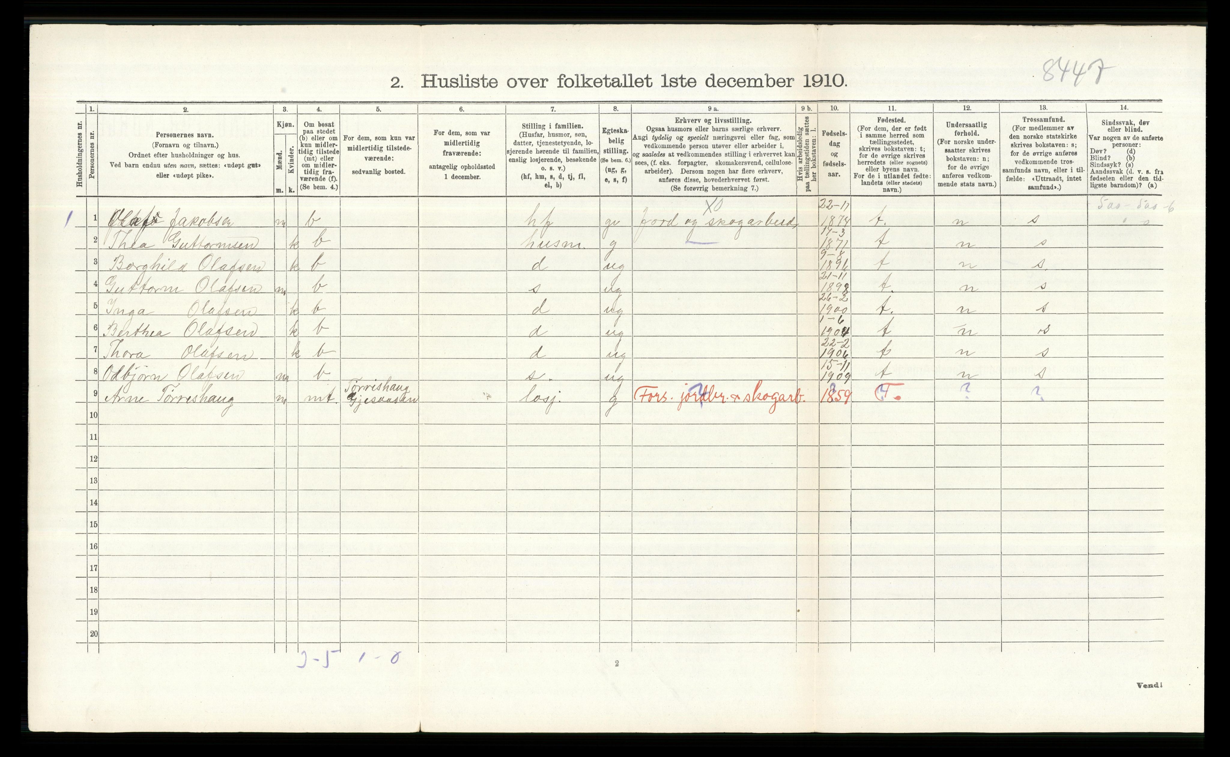 RA, Folketelling 1910 for 0425 Åsnes herred, 1910, s. 477