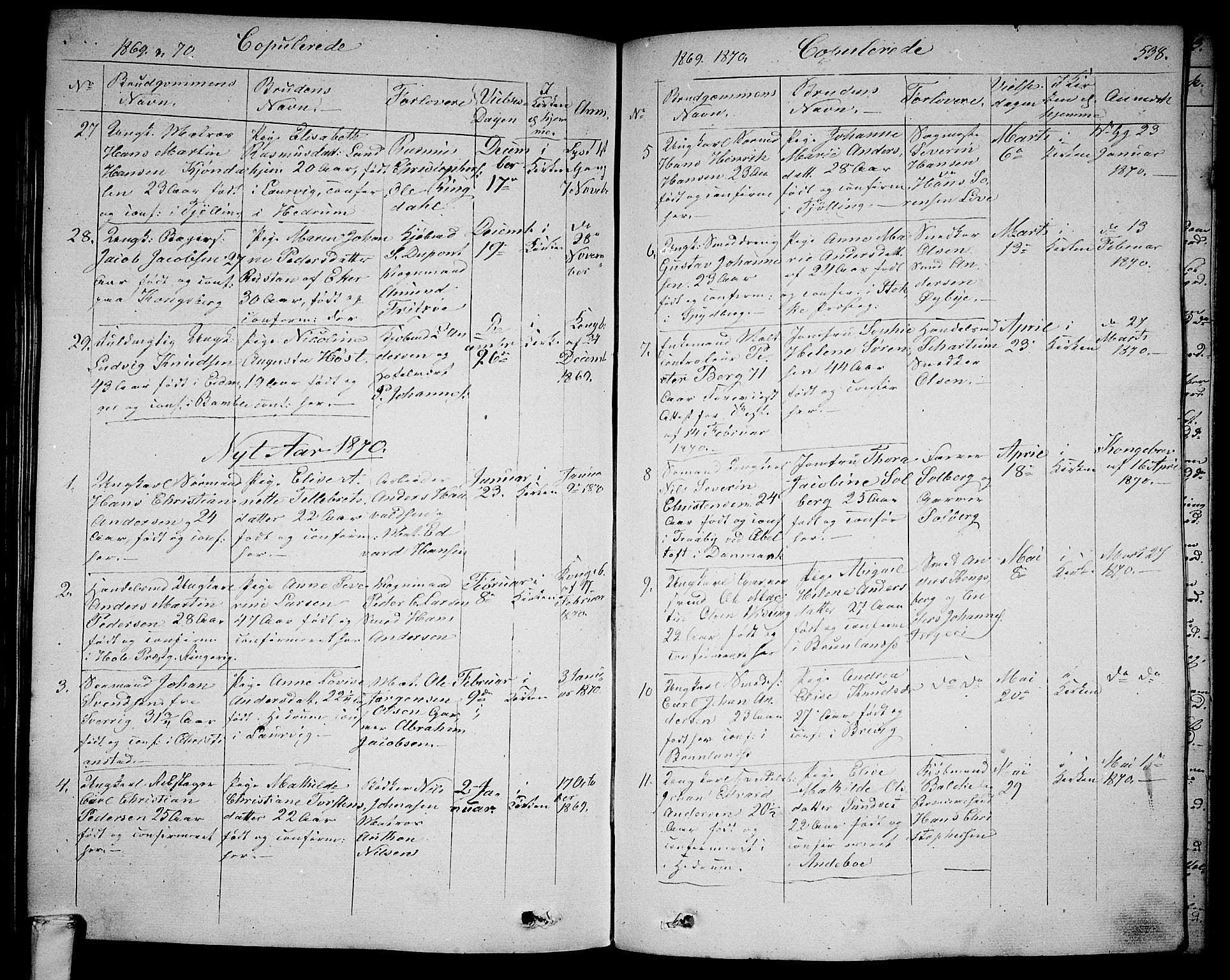 Larvik kirkebøker, AV/SAKO-A-352/G/Ga/L0003b: Klokkerbok nr. I 3B, 1830-1870, s. 538