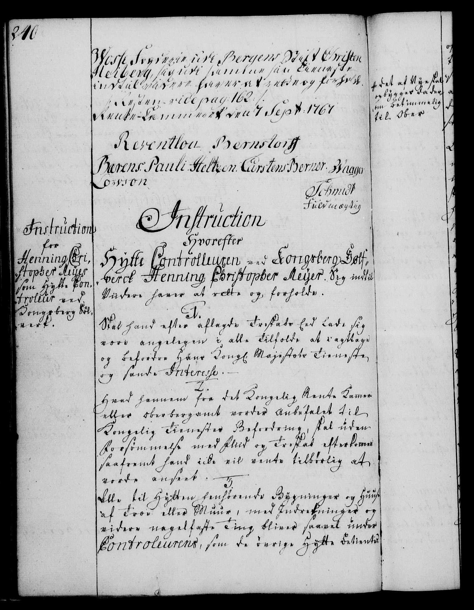 Rentekammeret, Kammerkanselliet, RA/EA-3111/G/Gg/Ggi/L0003: Norsk instruksjonsprotokoll med register (merket RK 53.36), 1751-1775, s. 240
