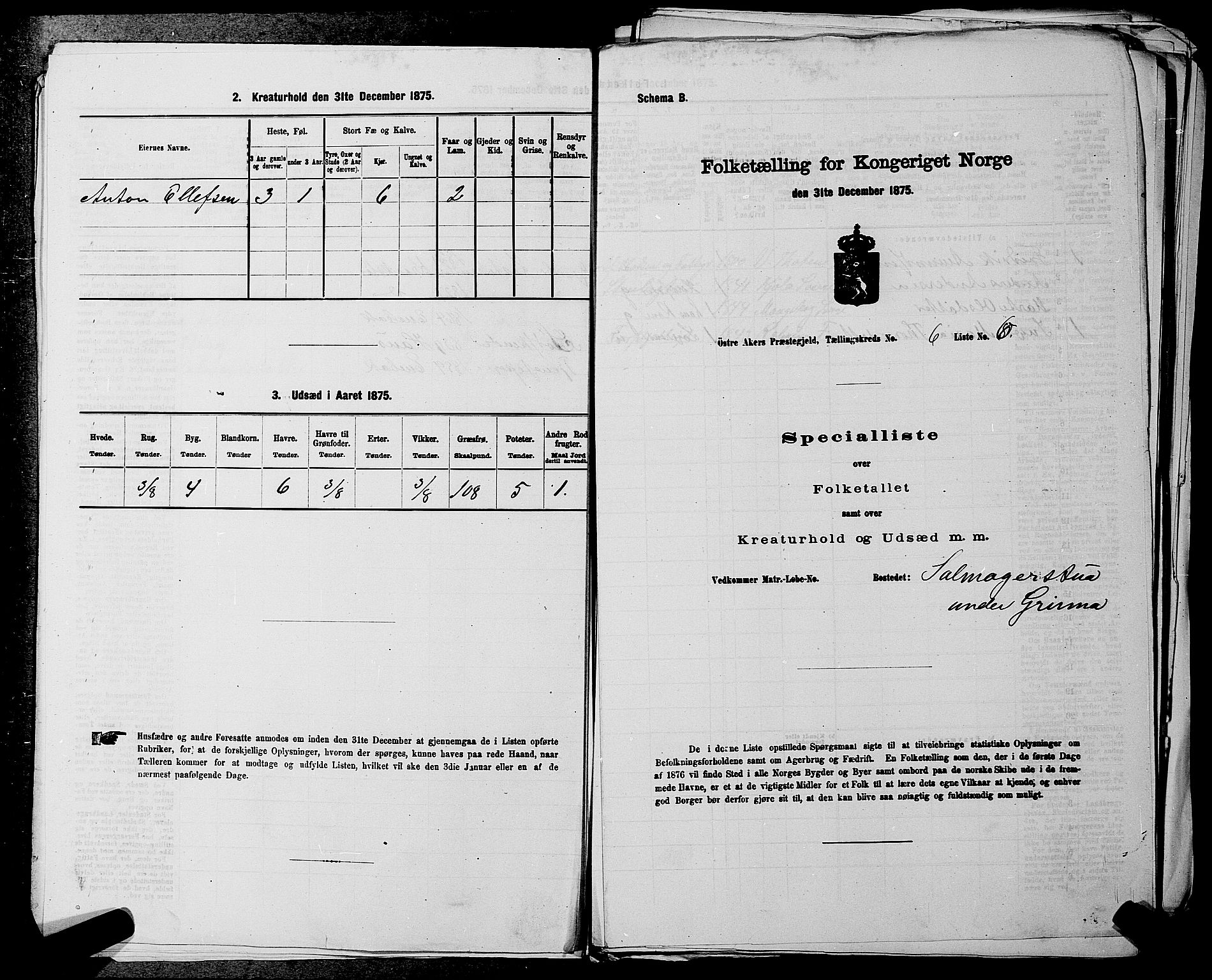 RA, Folketelling 1875 for 0218bP Østre Aker prestegjeld, 1875, s. 1571