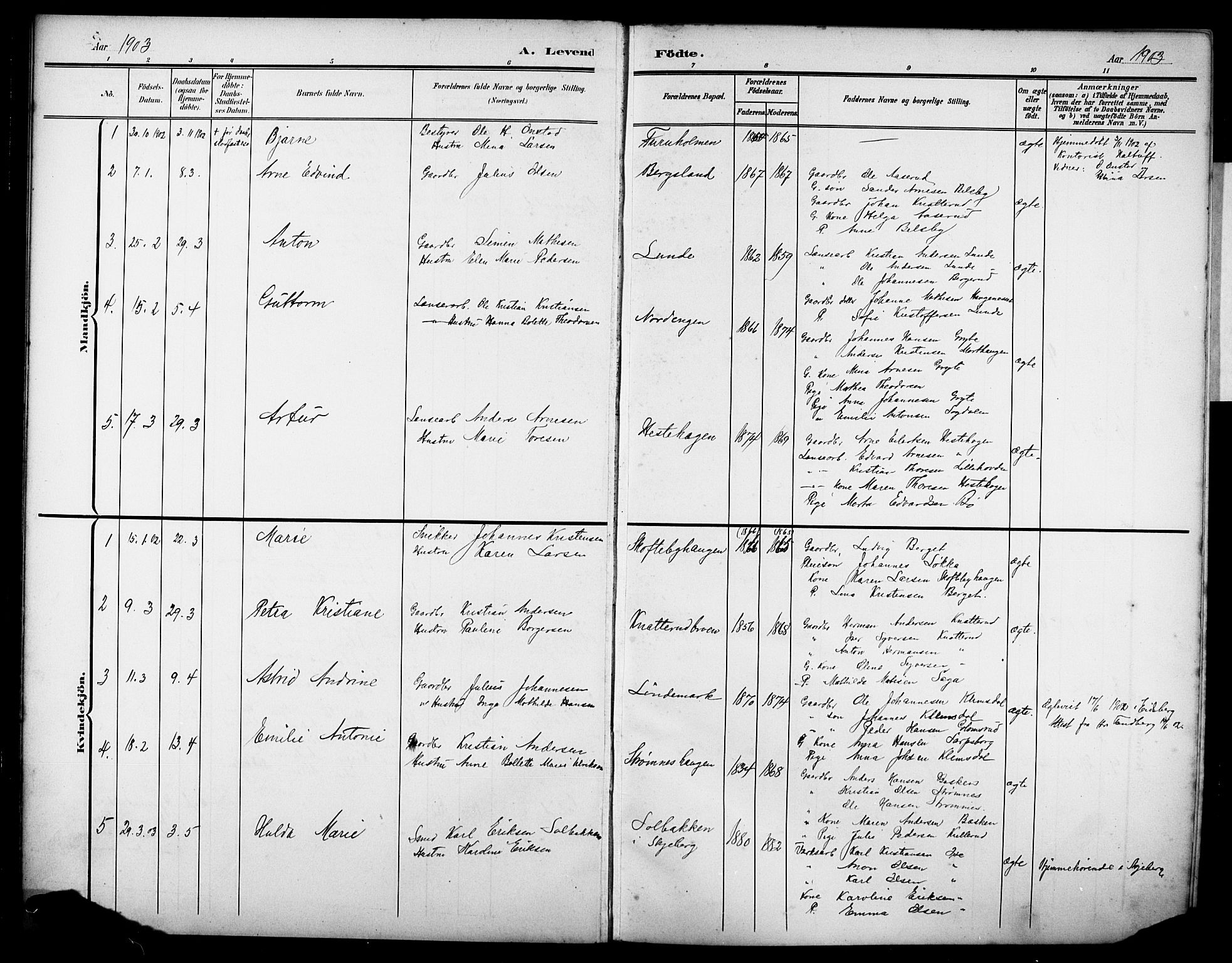 Varteig prestekontor Kirkebøker, AV/SAO-A-10447a/G/Ga/L0001: Klokkerbok nr. 1, 1902-1923