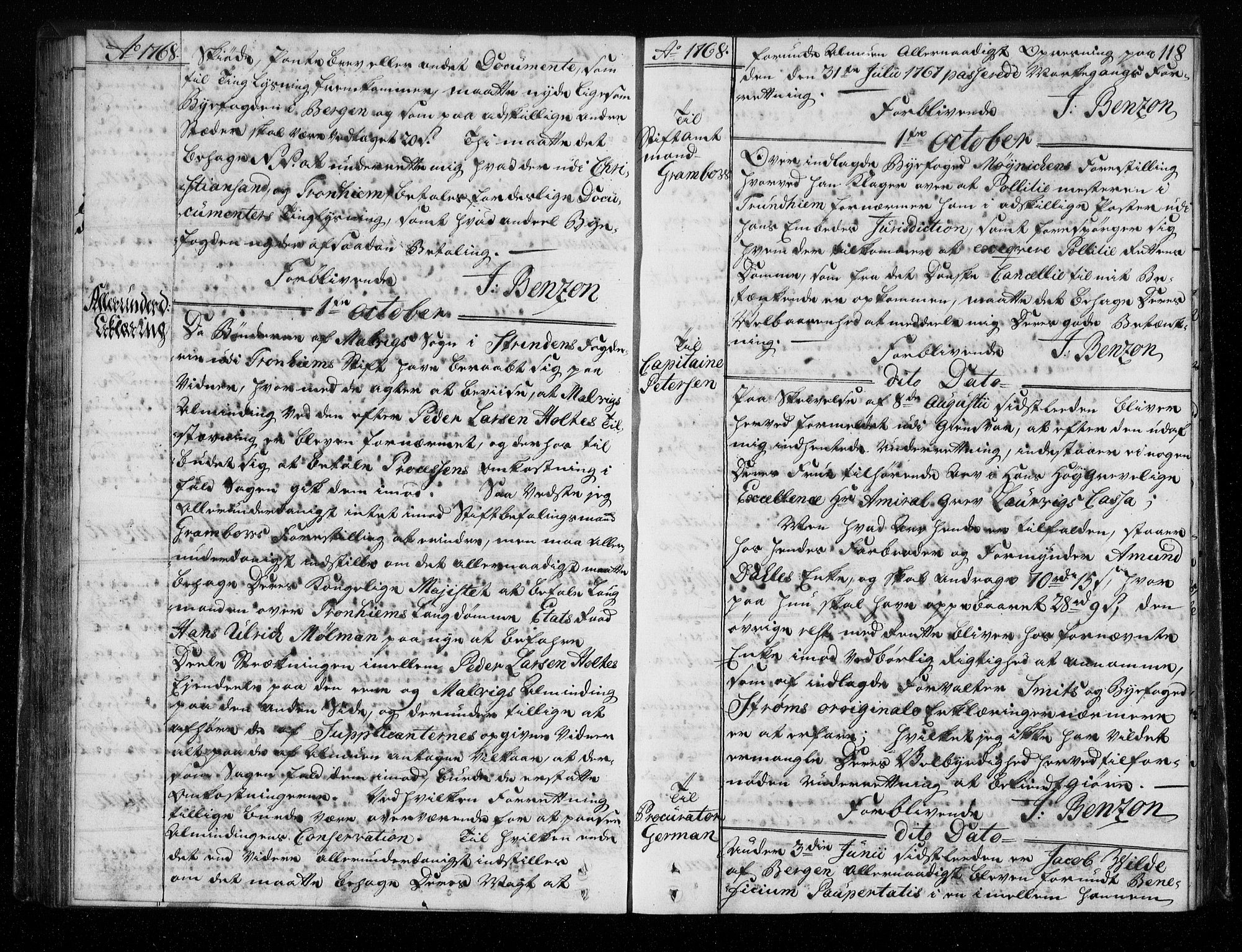 Stattholderembetet 1572-1771, AV/RA-EA-2870/Bf/L0007: Stattholderprotokoll (allmenn kopibok), 1768-1769, s. 117b-118a