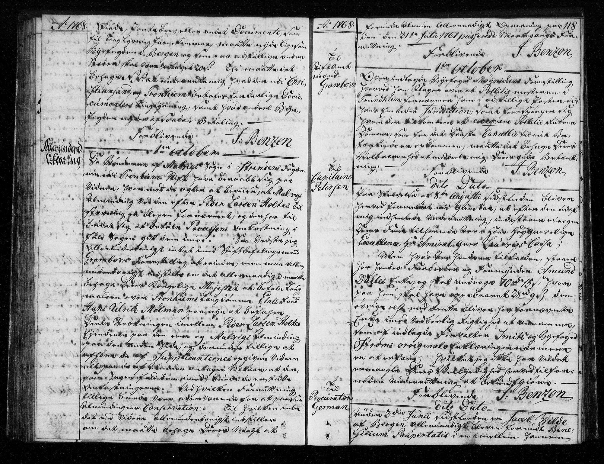 Stattholderembetet 1572-1771, RA/EA-2870/Bf/L0007: Stattholderprotokoll (allmenn kopibok), 1768-1769, s. 117b-118a