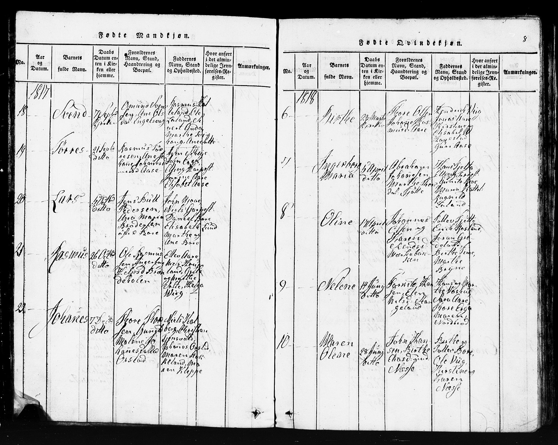 Klepp sokneprestkontor, SAST/A-101803/001/3/30BB/L0001: Klokkerbok nr.  B 1, 1816-1859, s. 8