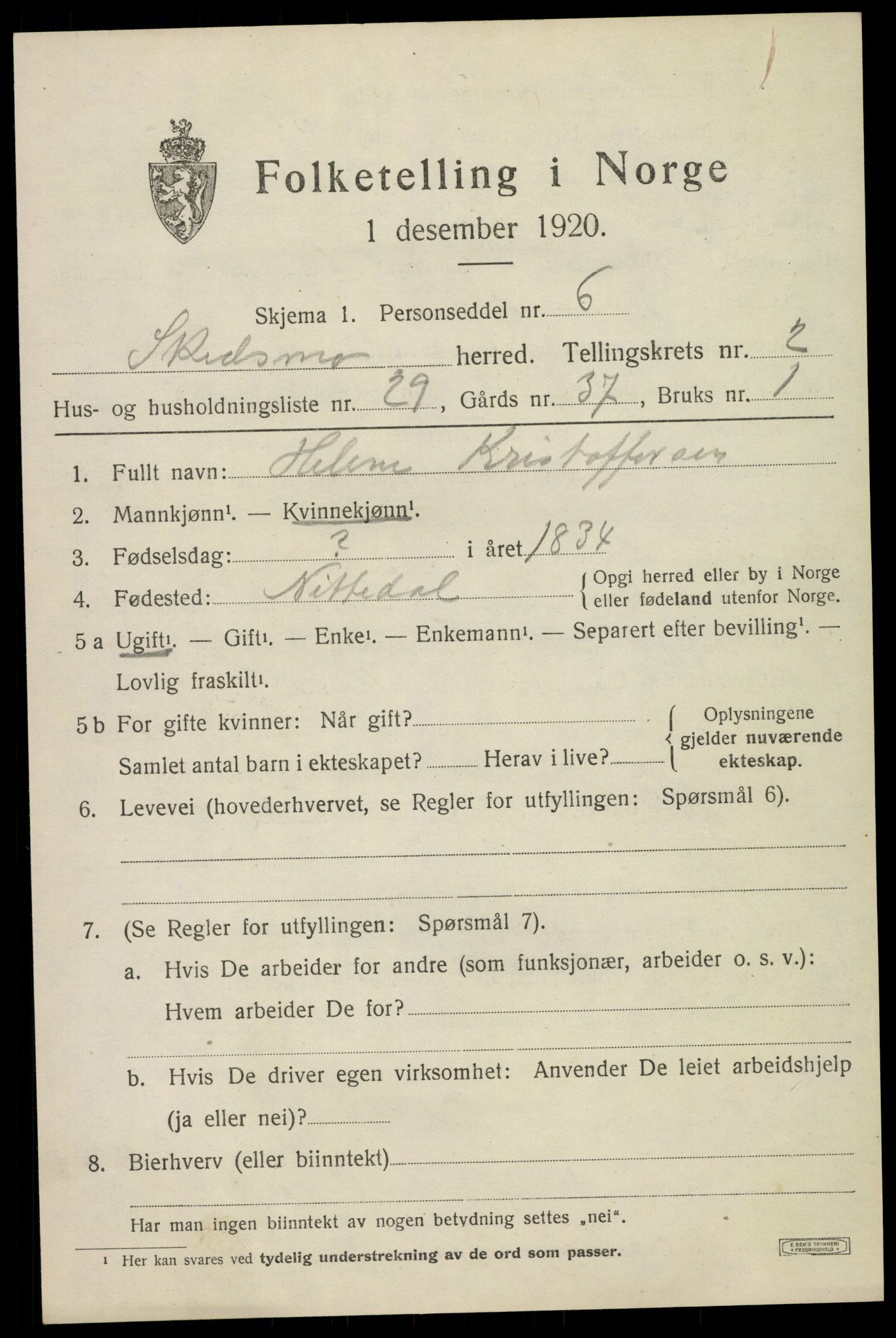 SAO, Folketelling 1920 for 0231 Skedsmo herred, 1920, s. 2813