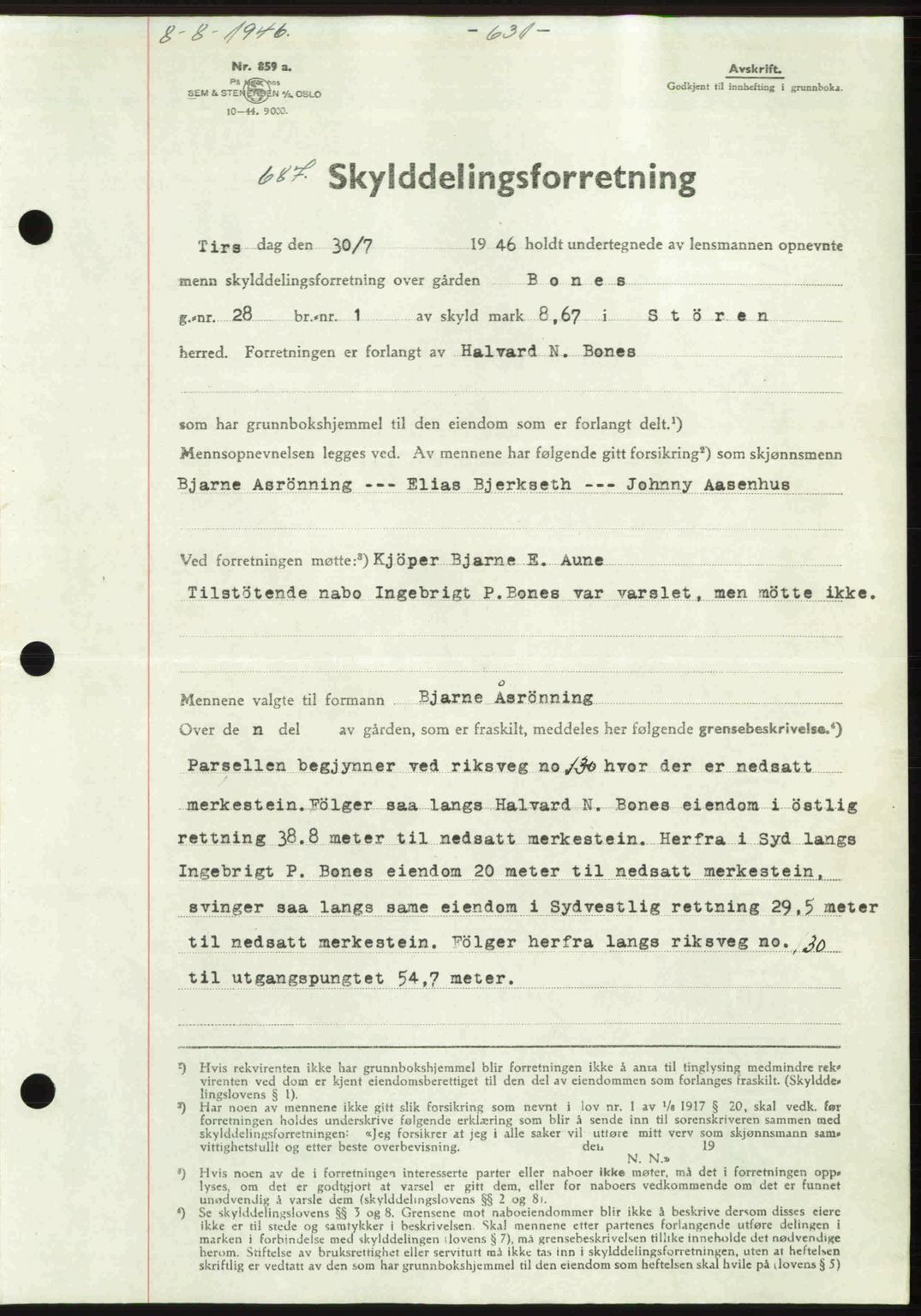 Gauldal sorenskriveri, SAT/A-0014/1/2/2C: Pantebok nr. A2, 1946-1946, Dagboknr: 687/1946