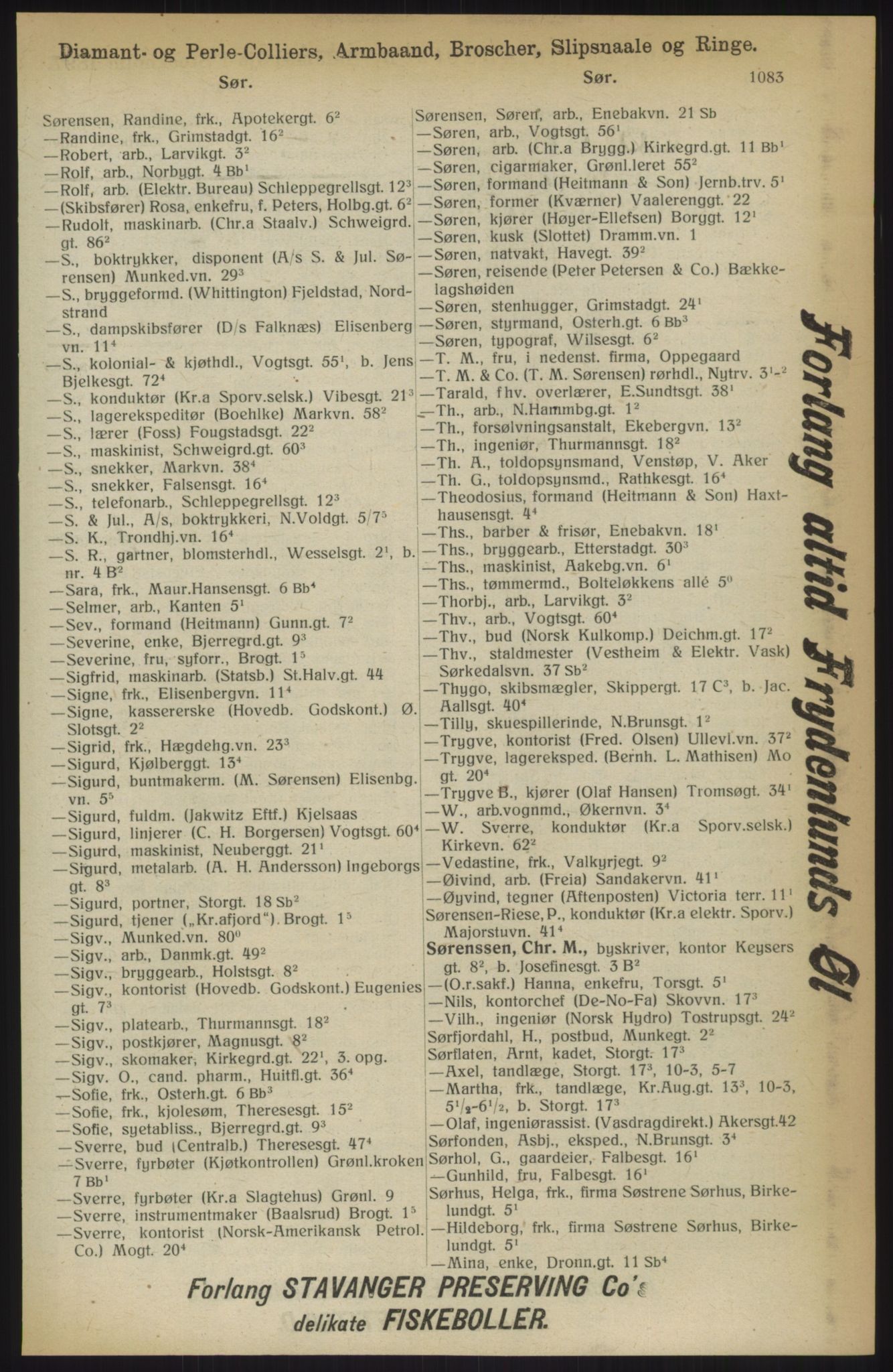 Kristiania/Oslo adressebok, PUBL/-, 1914, s. 1083