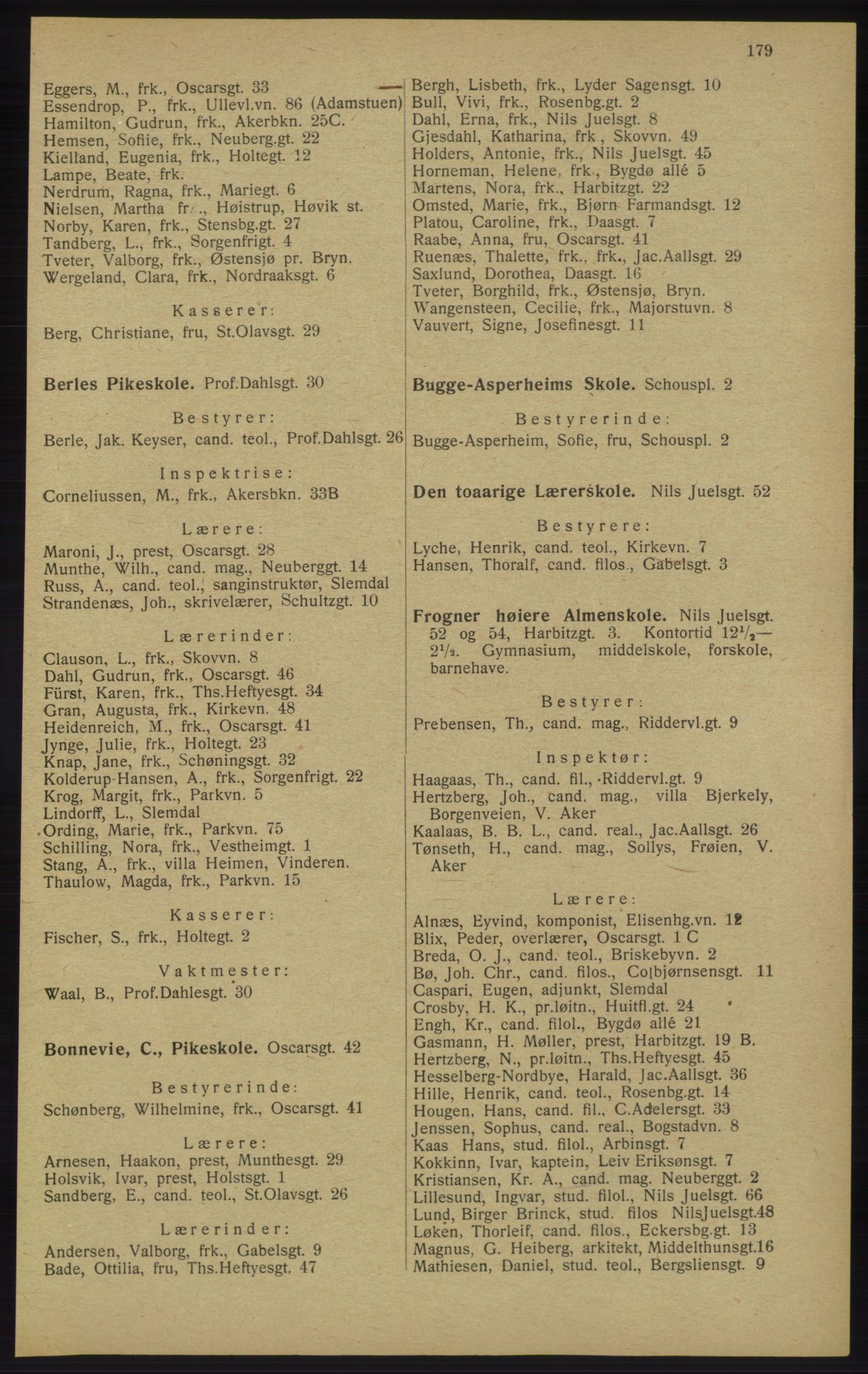 Kristiania/Oslo adressebok, PUBL/-, 1913, s. 181