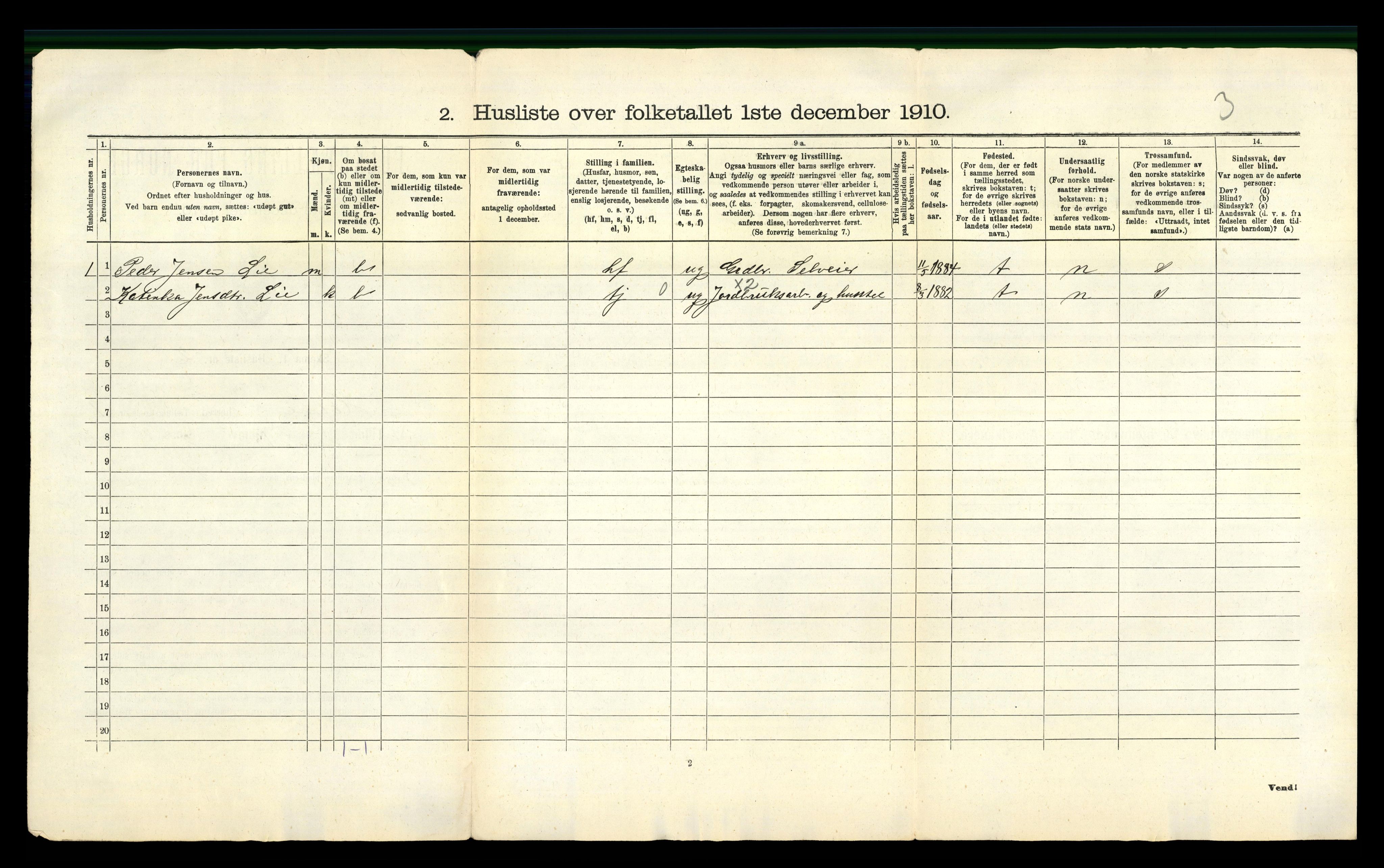 RA, Folketelling 1910 for 1020 Holum herred, 1910, s. 47