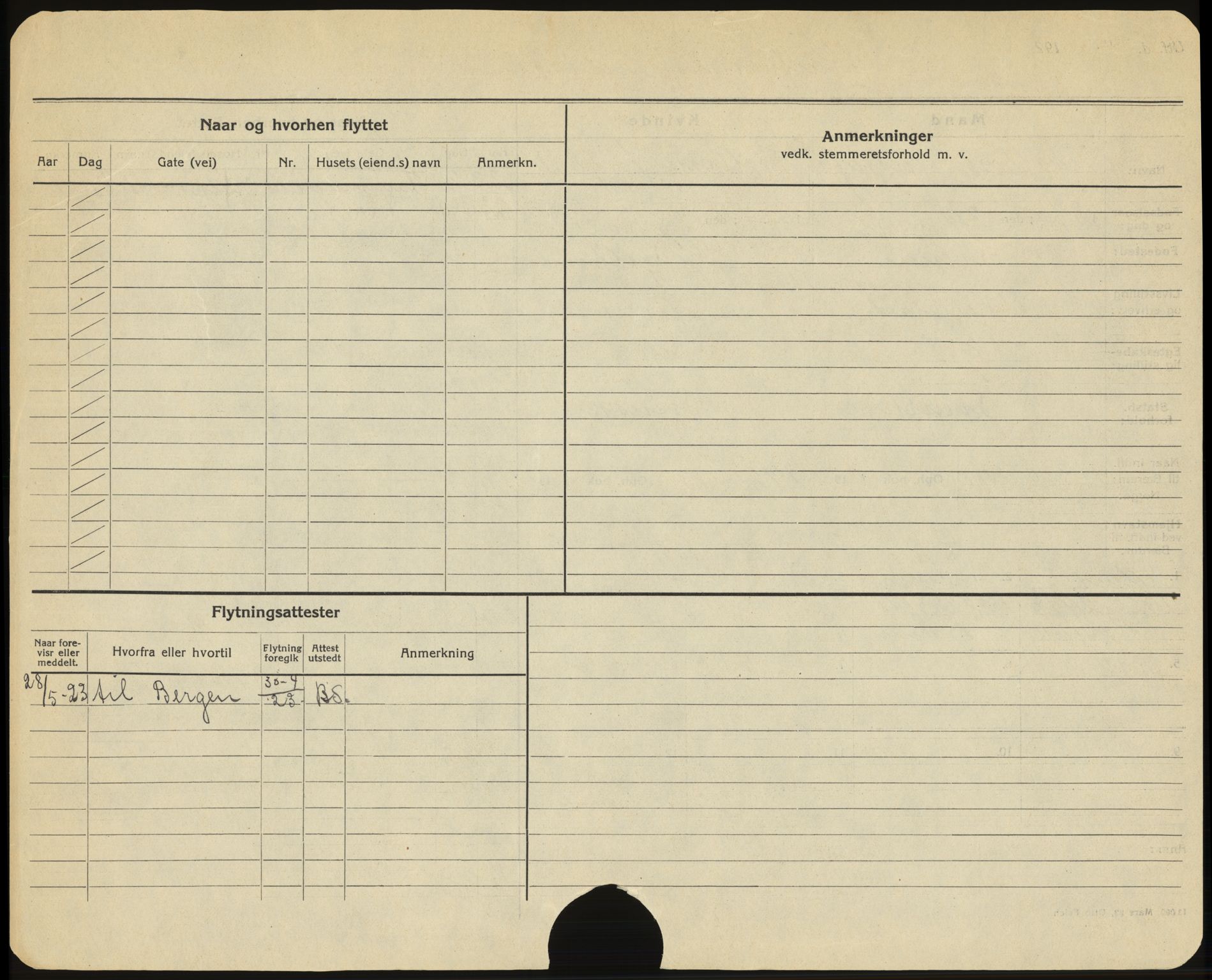 Bærum folkeregister, AV/SAO-A-10504/F/L0002: Utflyttede, 1923