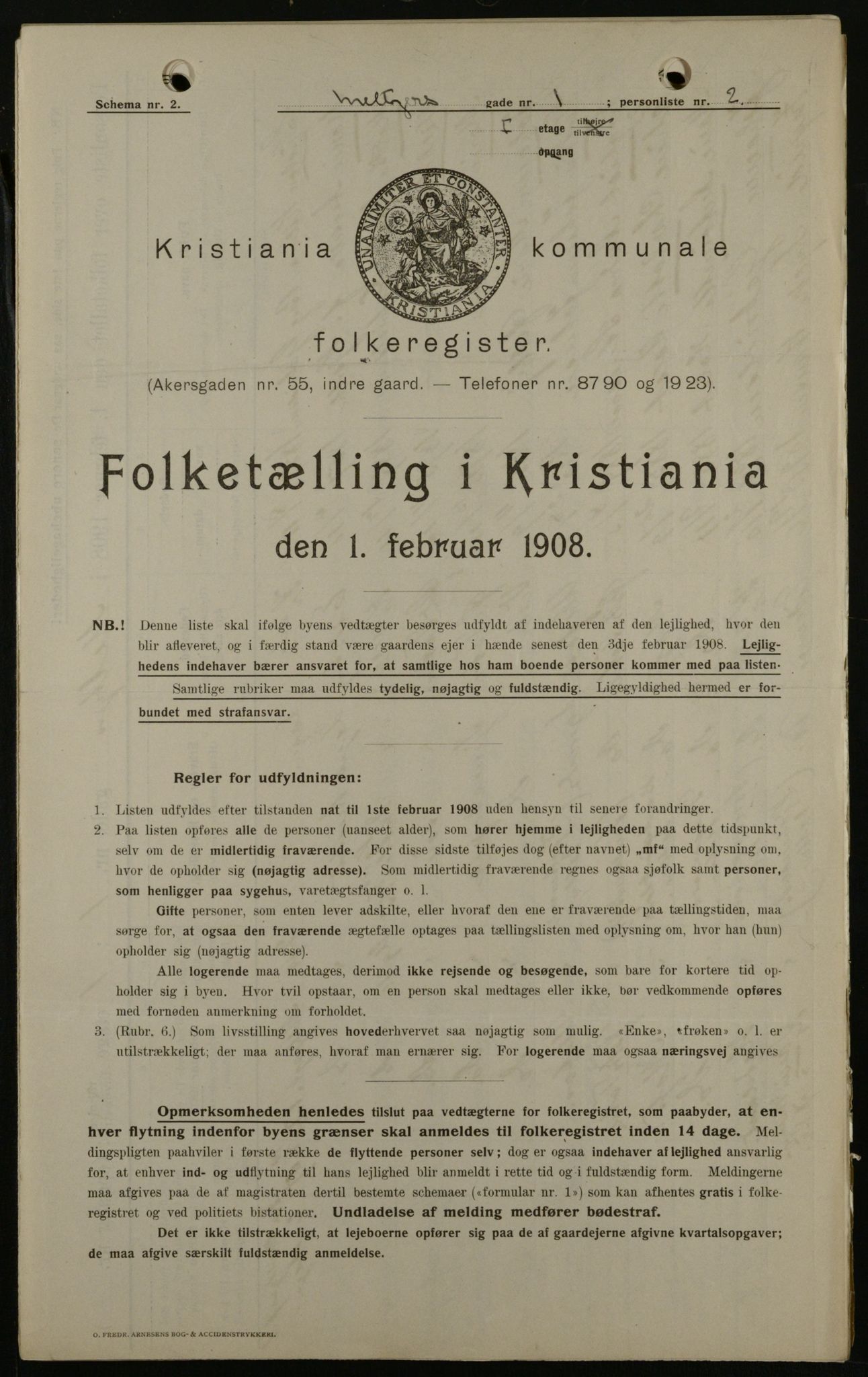 OBA, Kommunal folketelling 1.2.1908 for Kristiania kjøpstad, 1908, s. 58394