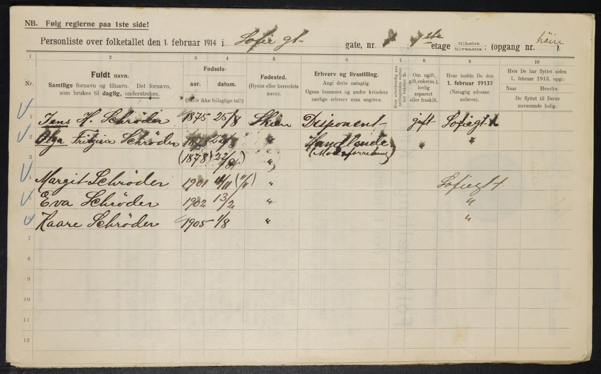 OBA, Kommunal folketelling 1.2.1914 for Kristiania, 1914, s. 98577