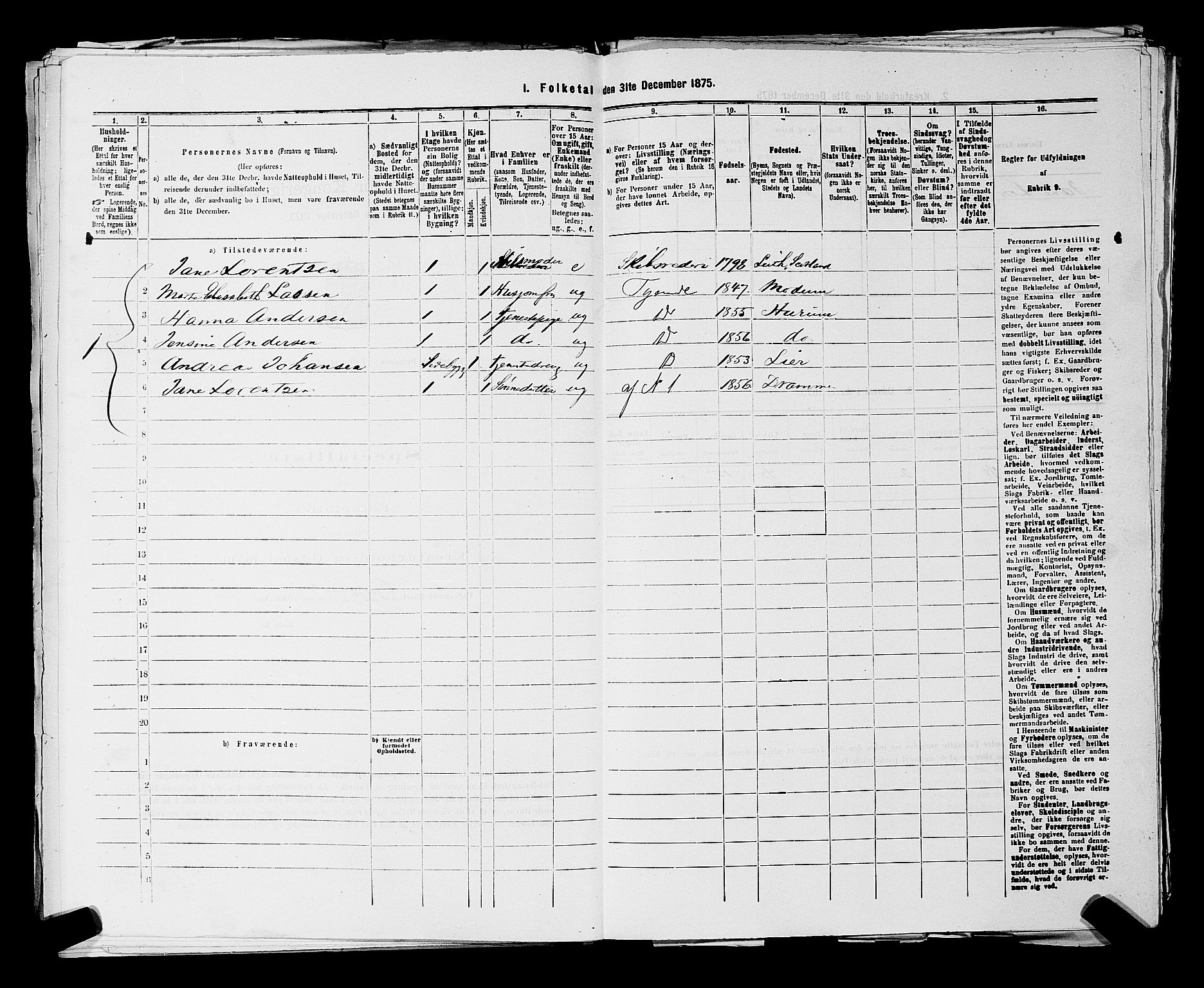 SAKO, Folketelling 1875 for 0602 Drammen kjøpstad, 1875, s. 2945