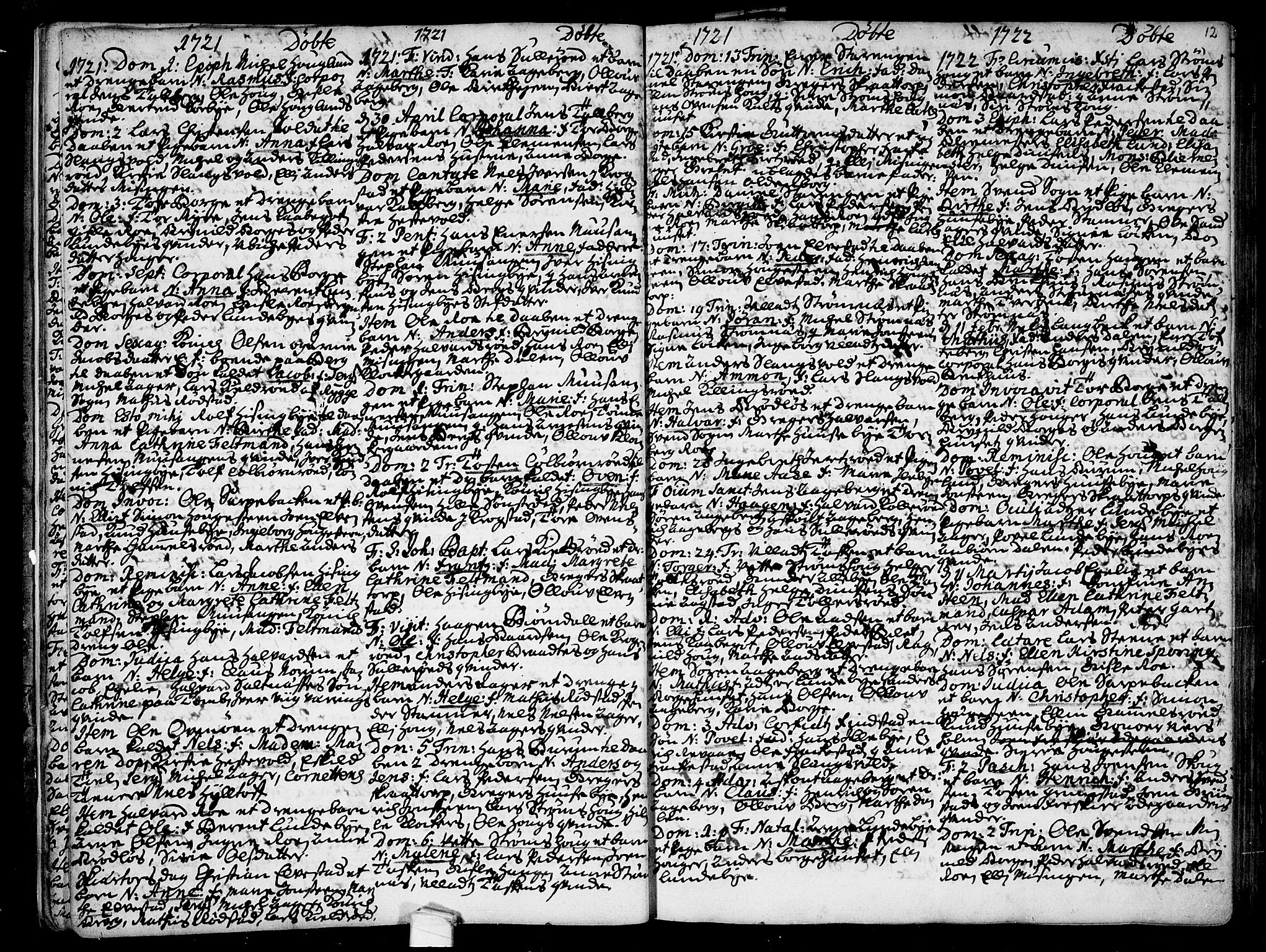 Råde prestekontor kirkebøker, SAO/A-2009/F/Fa/L0001: Ministerialbok nr. 1, 1707-1762, s. 12
