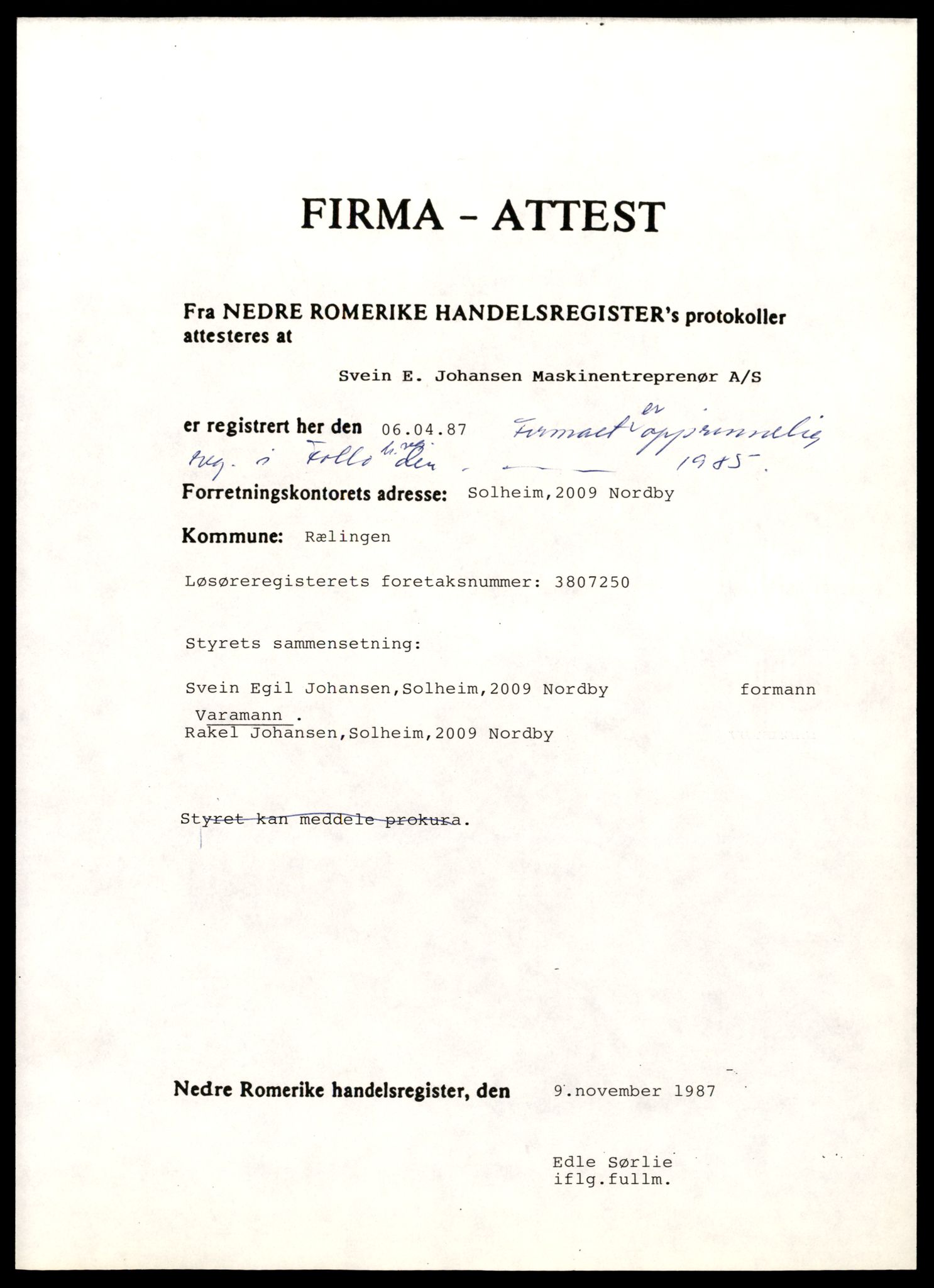 Nedre Romerike sorenskriveri, SAT/A-10469/K/Ke/Ked/L0023: Enkeltmannsforetak, aksejselskap og andelslag, Sv - Ta, 1944-1989