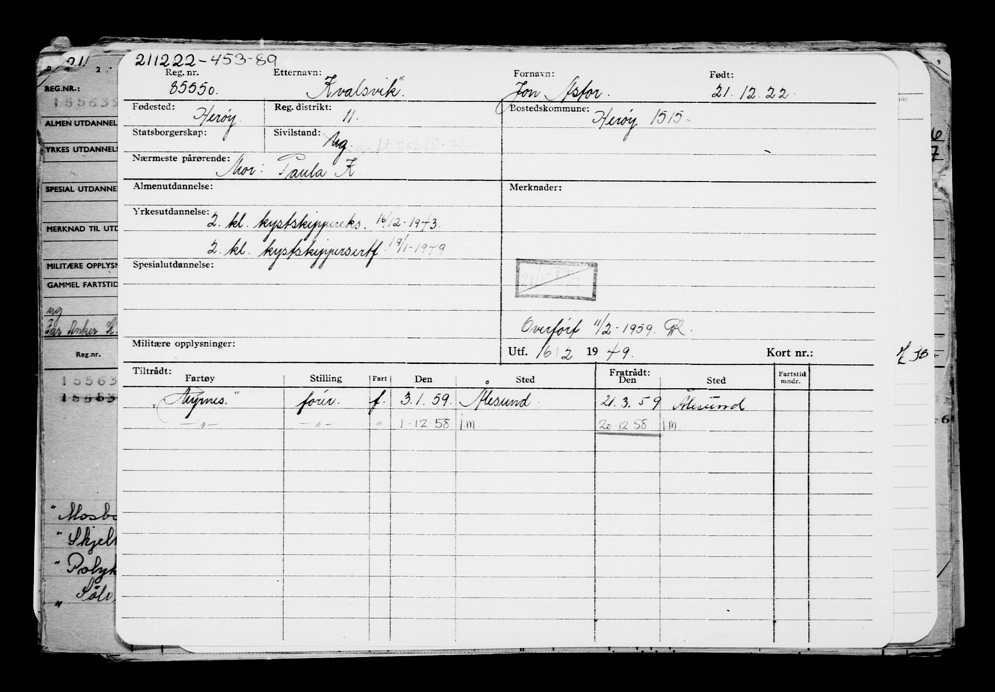 Direktoratet for sjømenn, AV/RA-S-3545/G/Gb/L0213: Hovedkort, 1922, s. 504