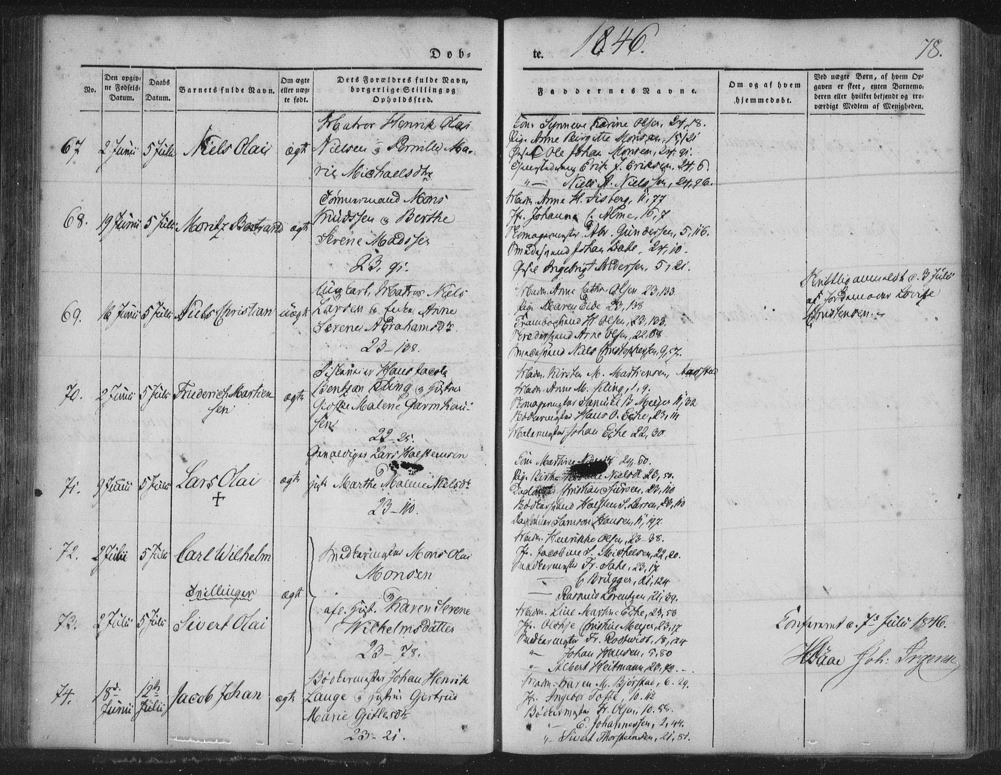 Korskirken sokneprestembete, SAB/A-76101/H/Haa/L0016: Ministerialbok nr. B 2, 1841-1851, s. 78