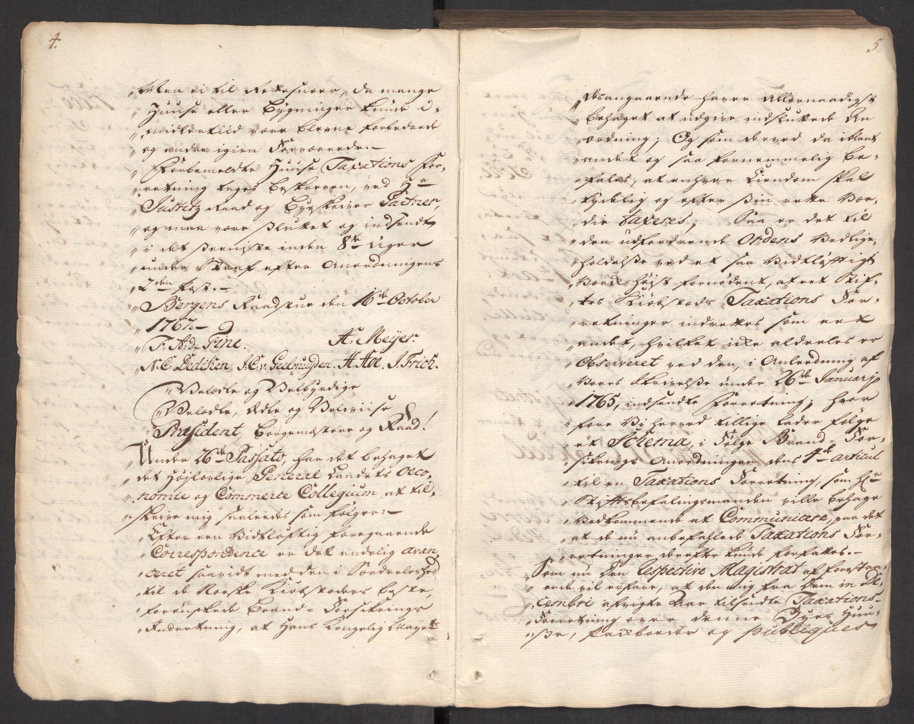 Kommersekollegiet, Brannforsikringskontoret 1767-1814, RA/EA-5458/F/Fa/L0004/0002: Bergen / Branntakstprotokoll, 1767, s. 4-5