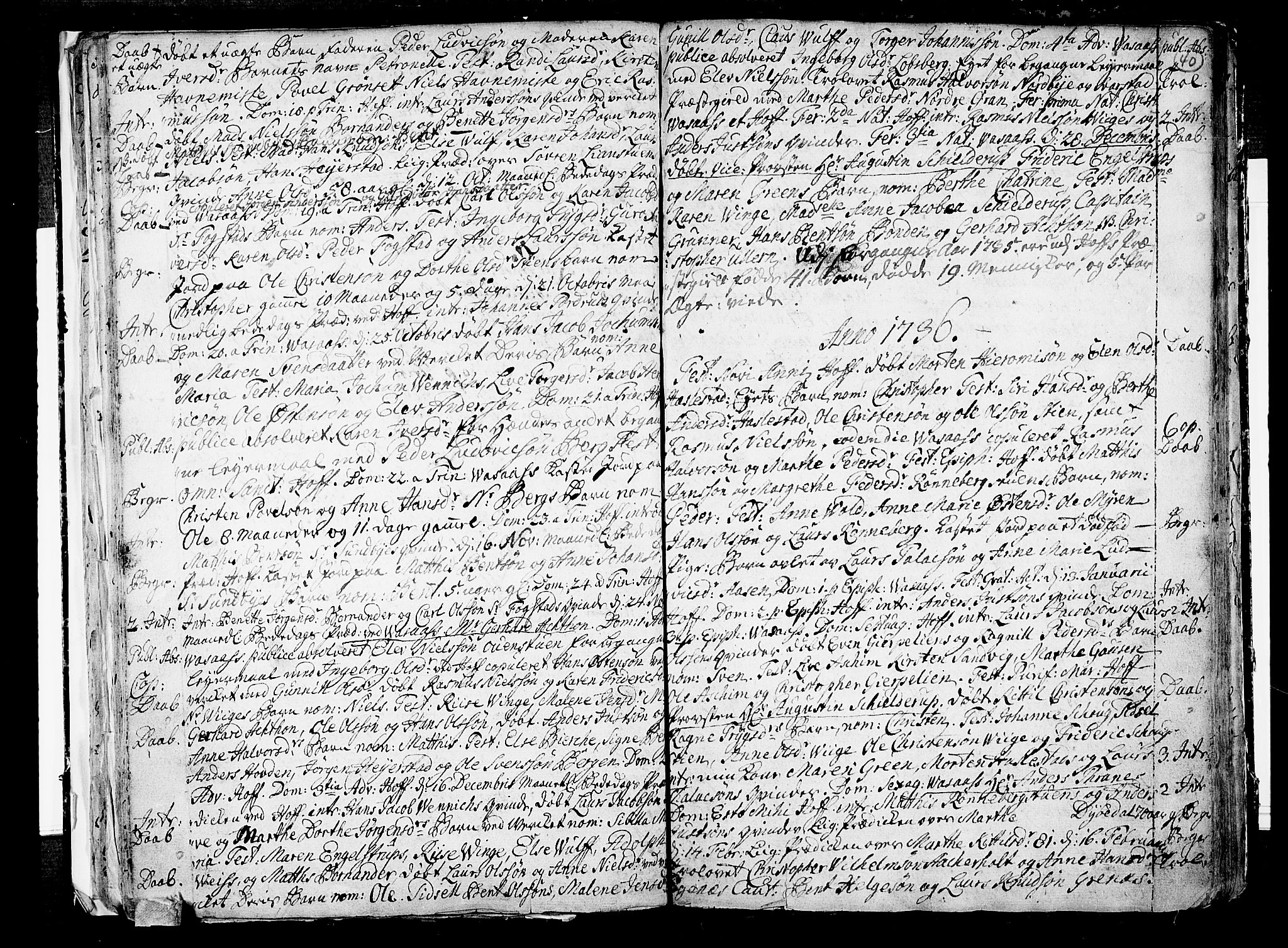 Hof kirkebøker, AV/SAKO-A-64/F/Fa/L0001: Ministerialbok nr. I 1, 1704-1745, s. 40