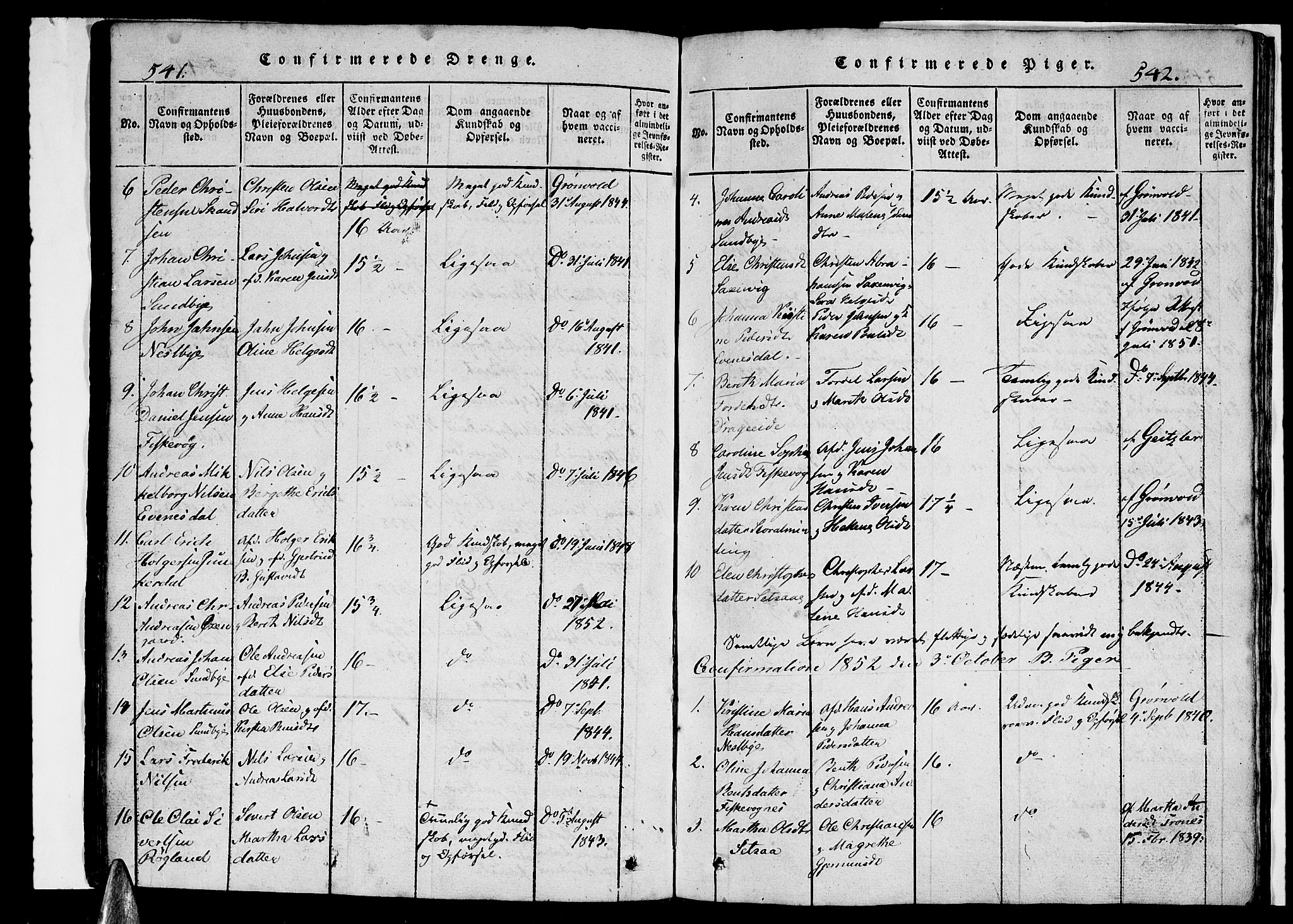 Ministerialprotokoller, klokkerbøker og fødselsregistre - Nordland, SAT/A-1459/847/L0676: Klokkerbok nr. 847C04, 1821-1853, s. 541-542