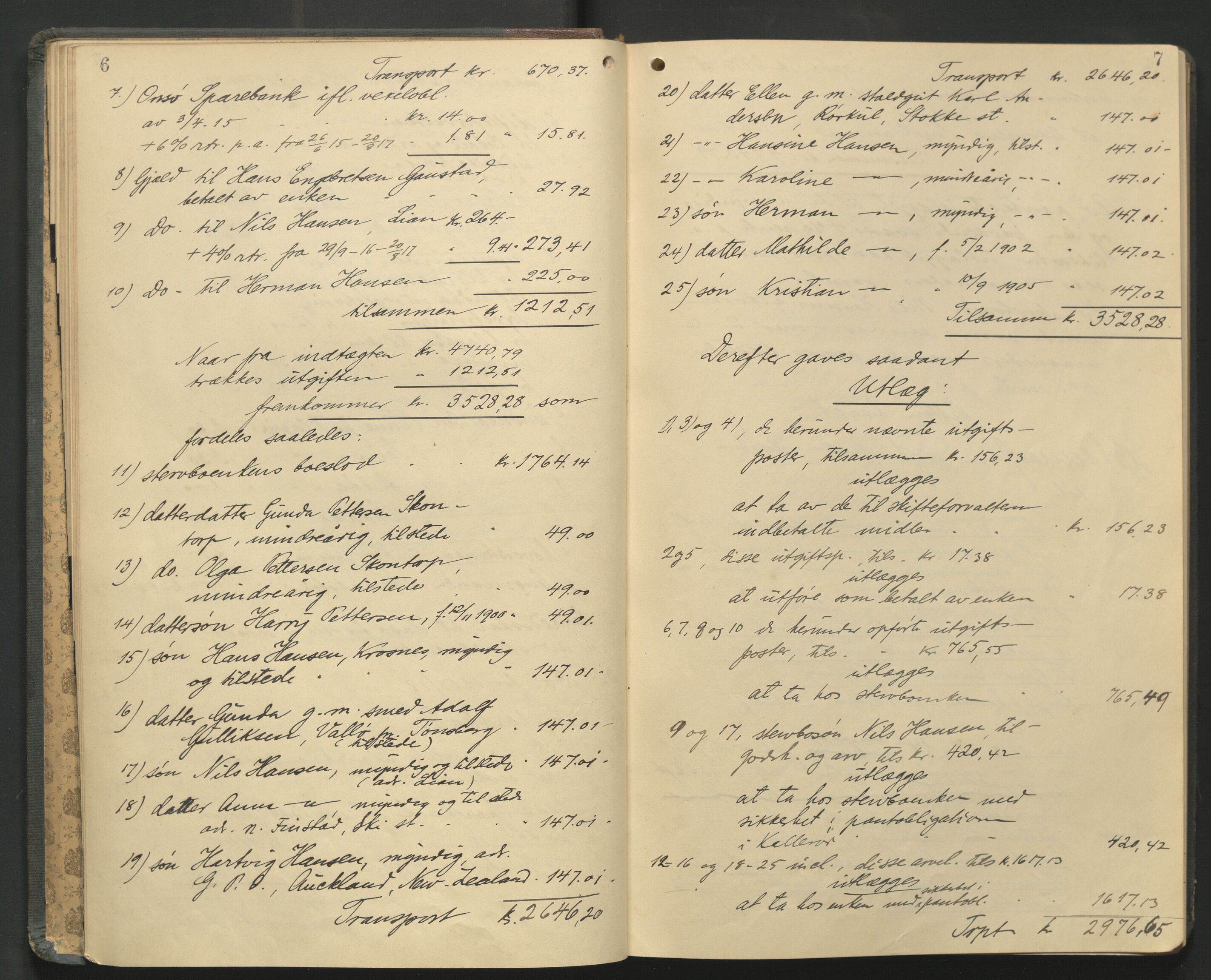 Onsøy sorenskriveri, AV/SAO-A-10474/H/He/L0002: Skifteutlodningsprotokoll, 1917-1921, s. 6-7