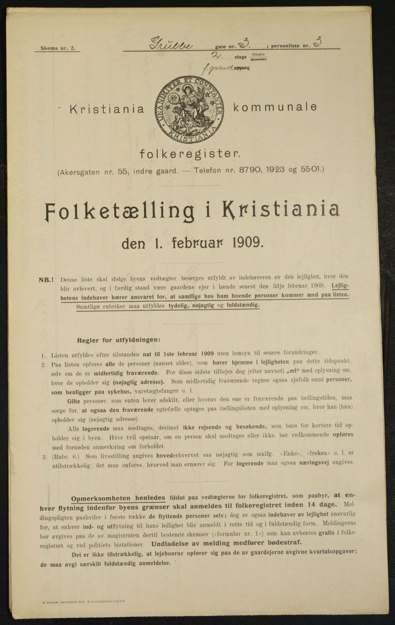 OBA, Kommunal folketelling 1.2.1909 for Kristiania kjøpstad, 1909, s. 27451