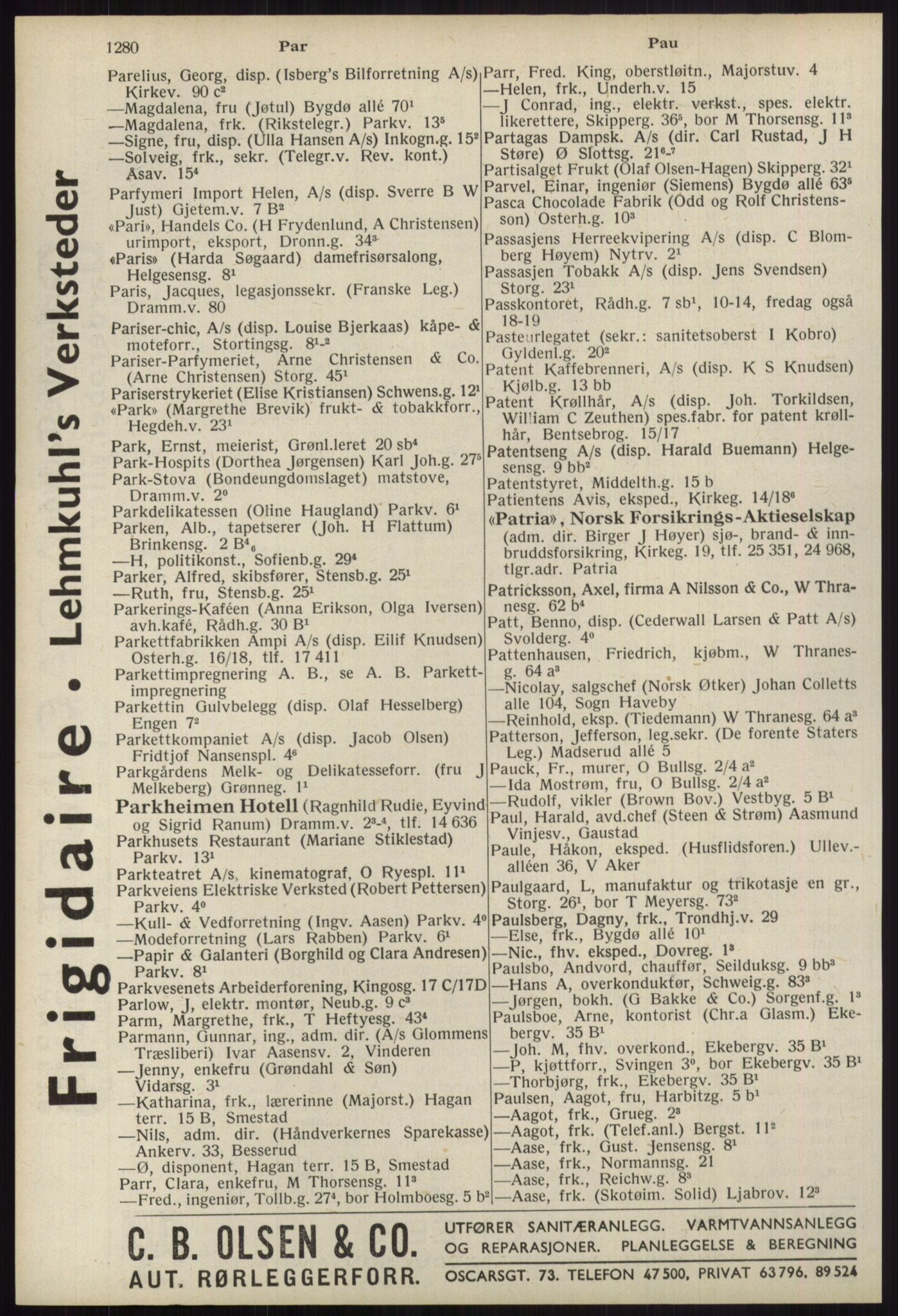 Kristiania/Oslo adressebok, PUBL/-, 1939, s. 1280