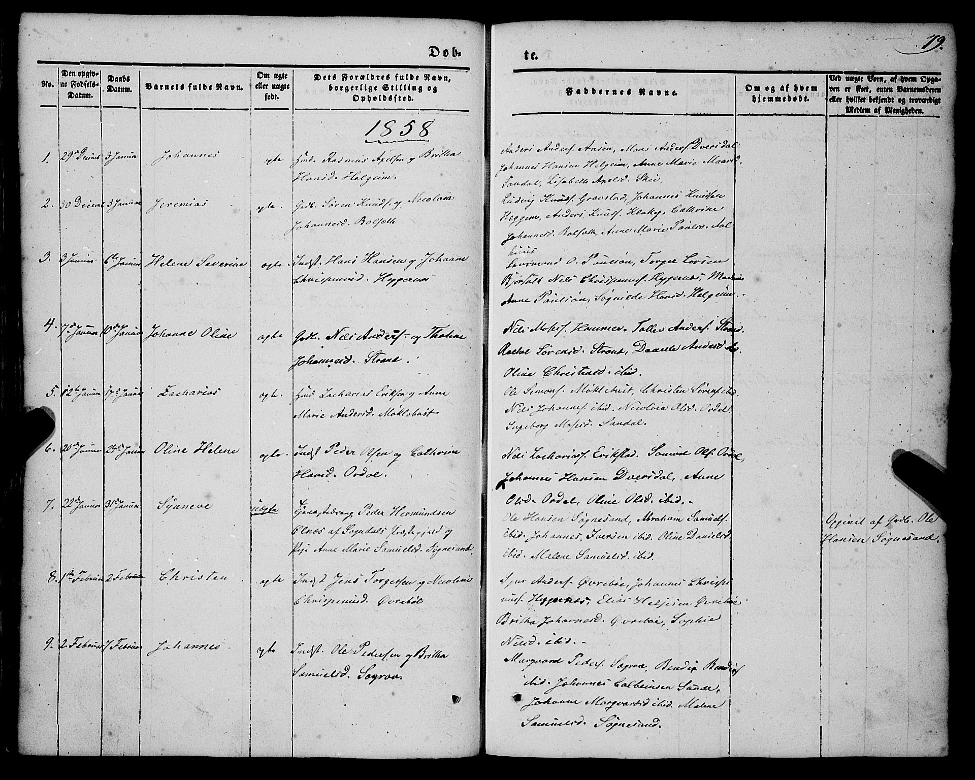 Jølster sokneprestembete, AV/SAB-A-80701/H/Haa/Haaa/L0010: Ministerialbok nr. A 10, 1847-1865, s. 79