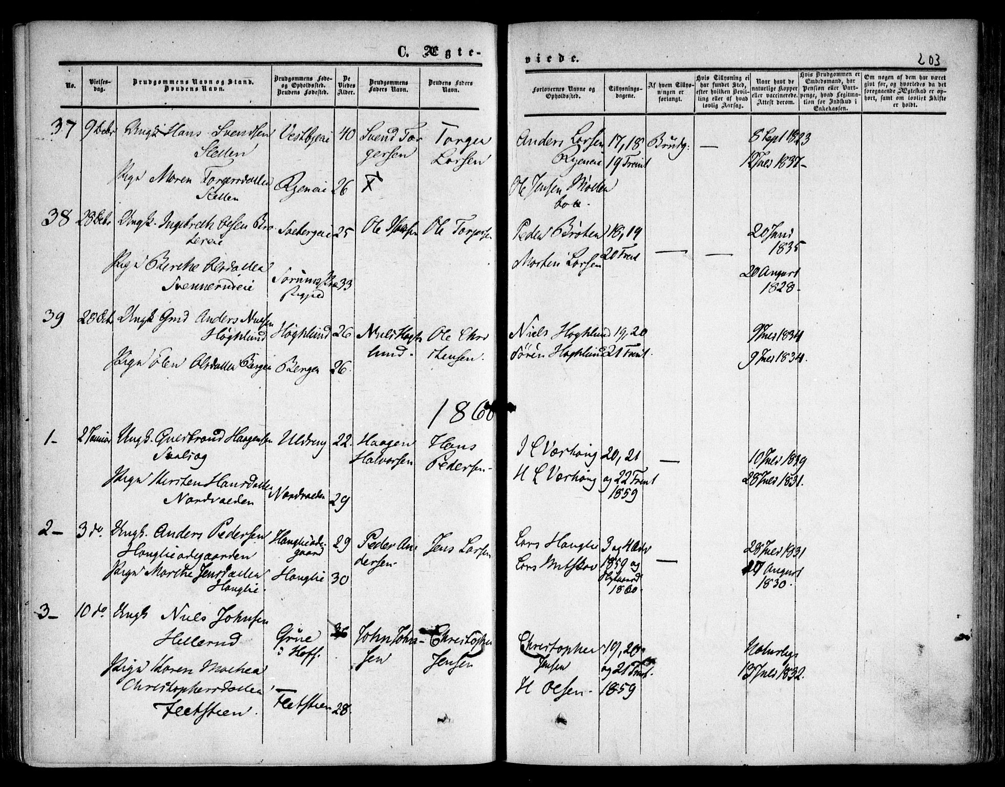 Skedsmo prestekontor Kirkebøker, AV/SAO-A-10033a/F/Fa/L0010: Ministerialbok nr. I 10, 1854-1865, s. 203