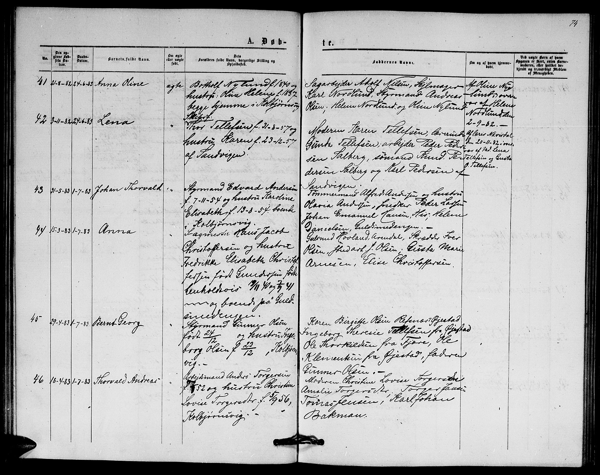 Hisøy sokneprestkontor, AV/SAK-1111-0020/F/Fb/L0002: Klokkerbok nr. B 2, 1873-1885, s. 74