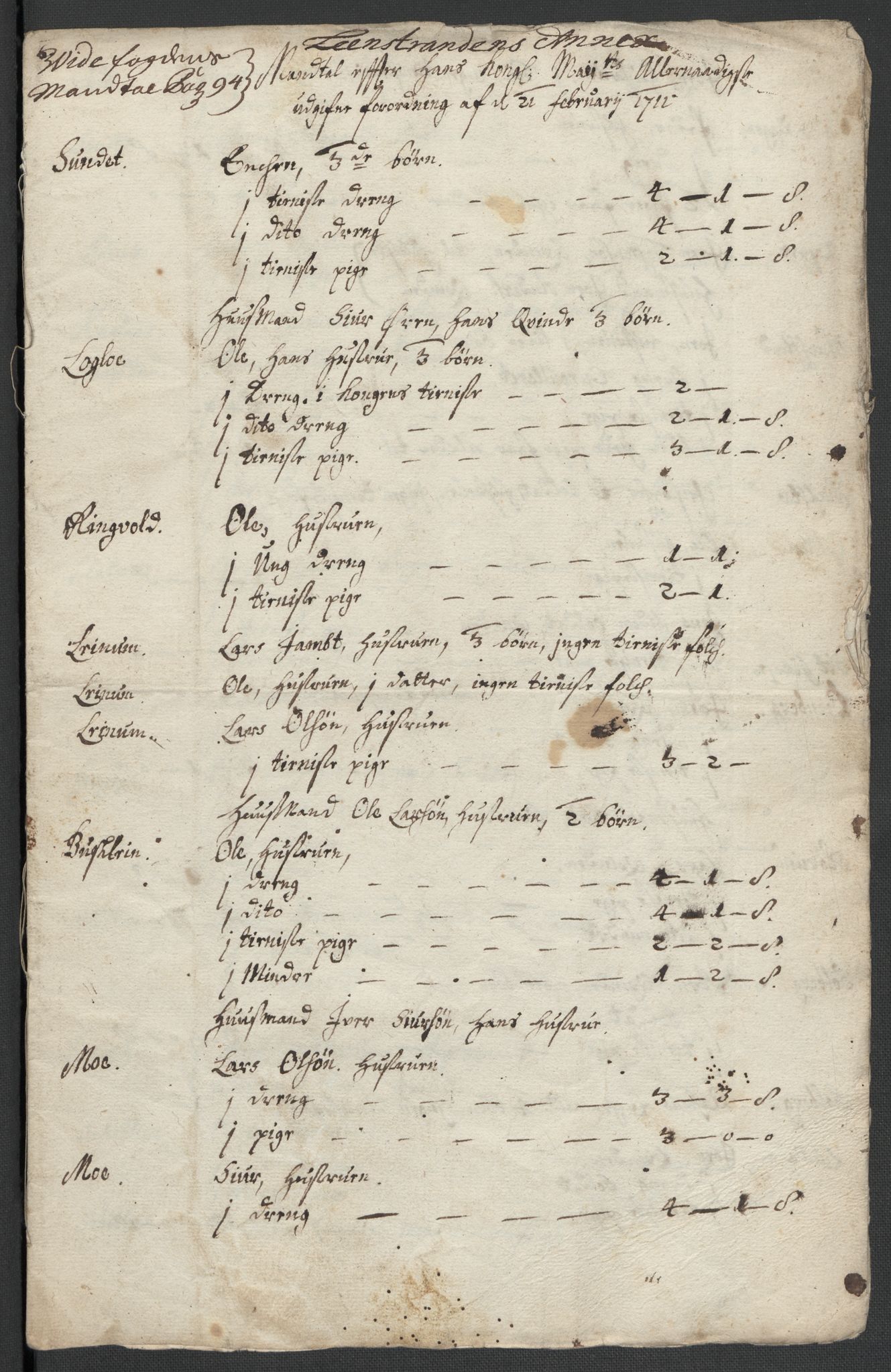 Rentekammeret inntil 1814, Reviderte regnskaper, Fogderegnskap, RA/EA-4092/R61/L4112: Fogderegnskap Strinda og Selbu, 1711, s. 383