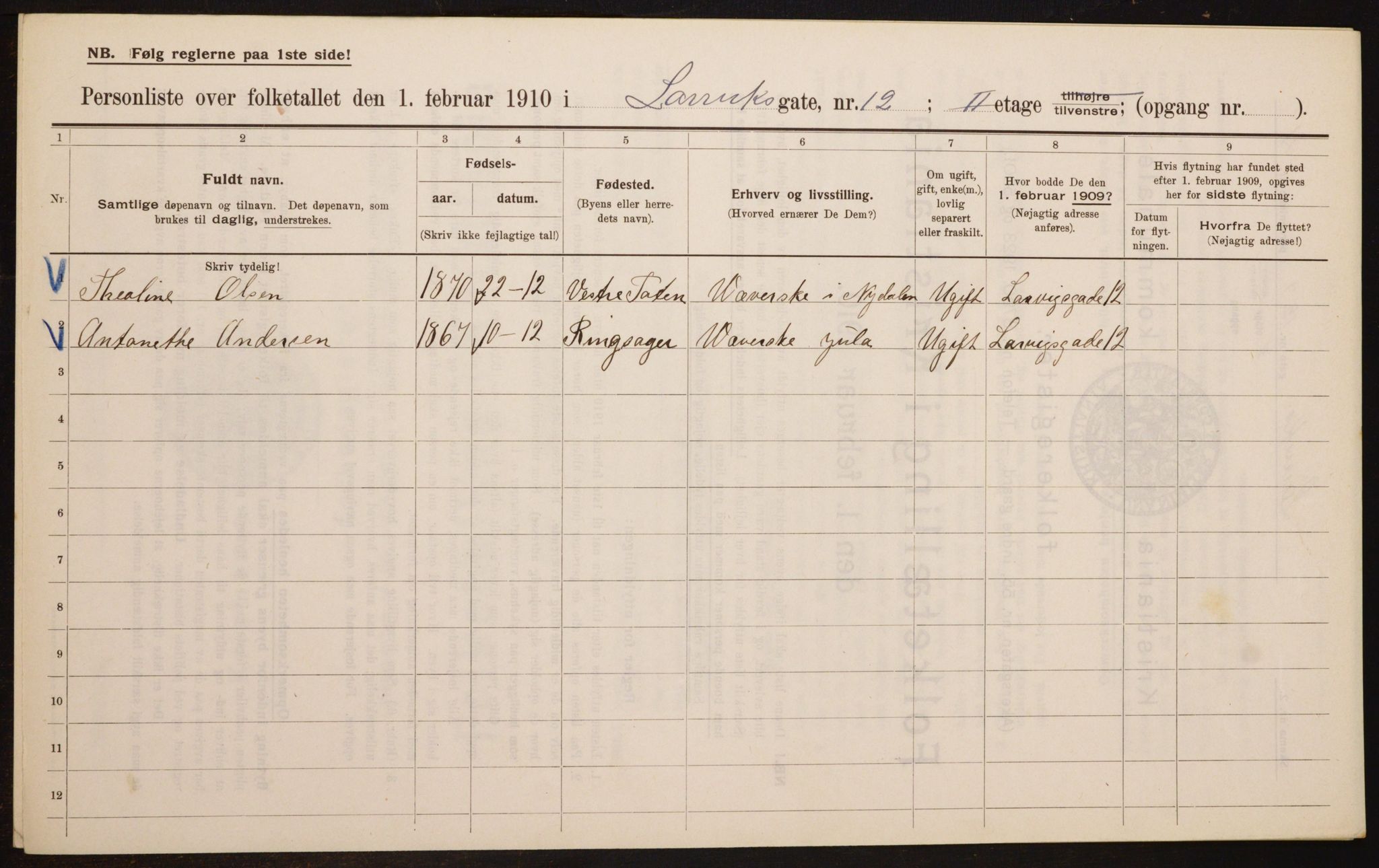 OBA, Kommunal folketelling 1.2.1910 for Kristiania, 1910, s. 55239