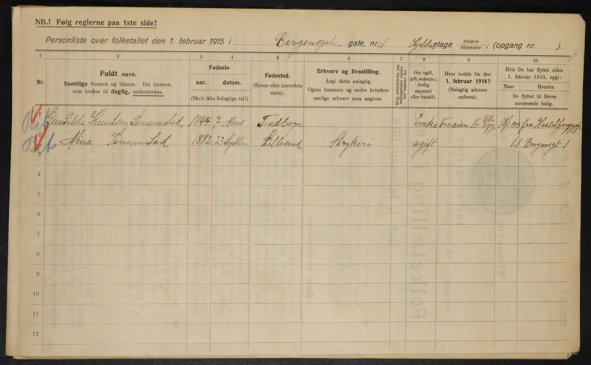 OBA, Kommunal folketelling 1.2.1915 for Kristiania, 1915, s. 3752