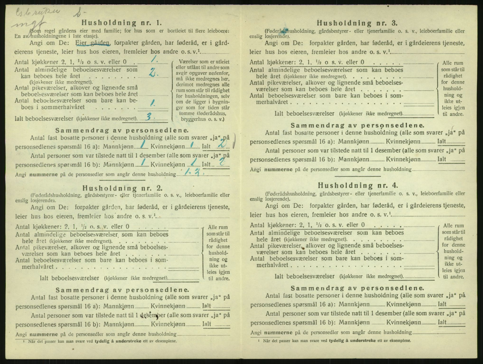 SAK, Folketelling 1920 for 0927 Høvåg herred, 1920, s. 485