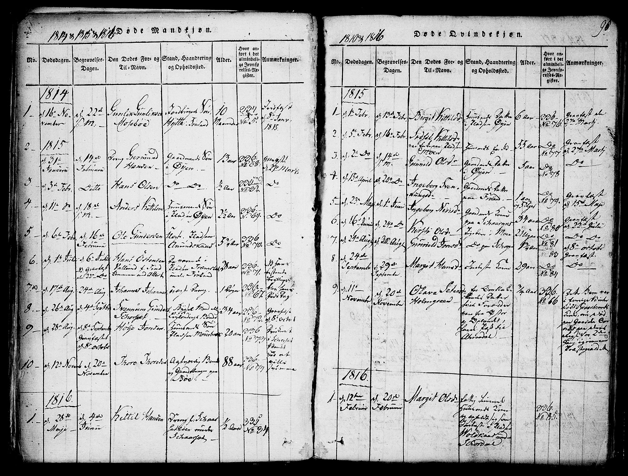 Hjartdal kirkebøker, AV/SAKO-A-270/F/Fb/L0001: Ministerialbok nr. II 1, 1815-1843, s. 96