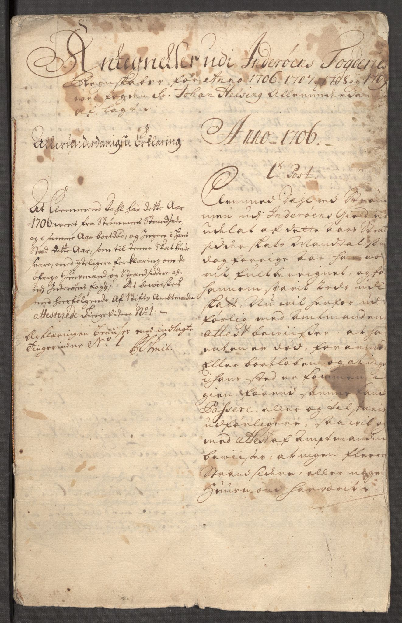 Rentekammeret inntil 1814, Reviderte regnskaper, Fogderegnskap, RA/EA-4092/R63/L4317: Fogderegnskap Inderøy, 1709, s. 269
