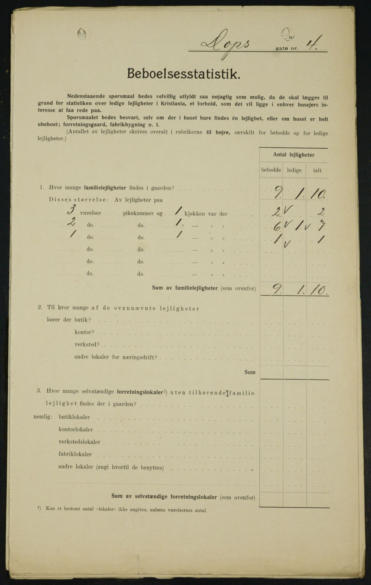 OBA, Kommunal folketelling 1.2.1909 for Kristiania kjøpstad, 1909, s. 14510